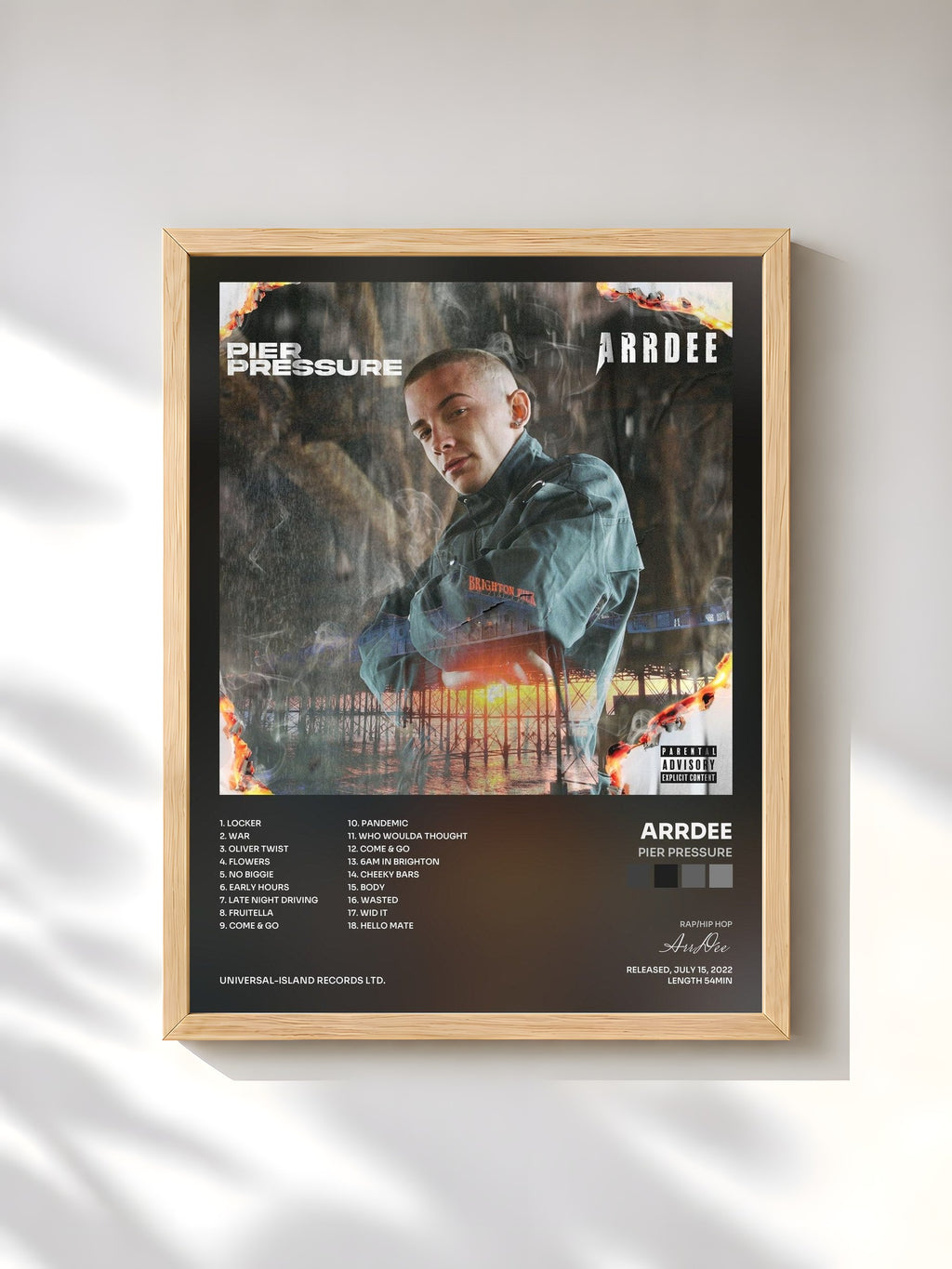 #bois Tableau de l'album Pier Pressure de ArrDee, cadre en bois brut, imprimé et encadré en France