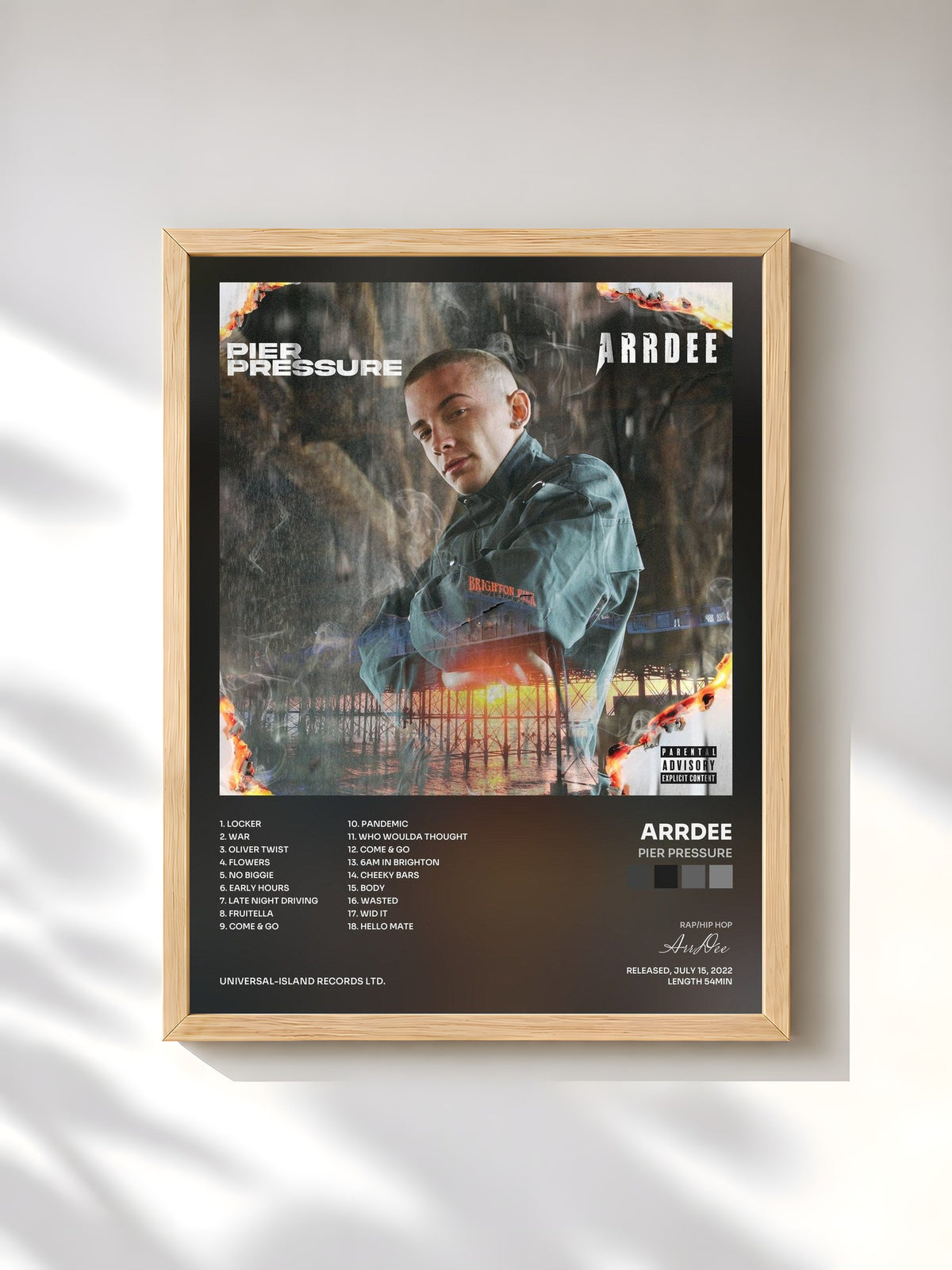 #bois Tableau de l'album Pier Pressure de ArrDee, cadre en bois brut, imprimé et encadré en France