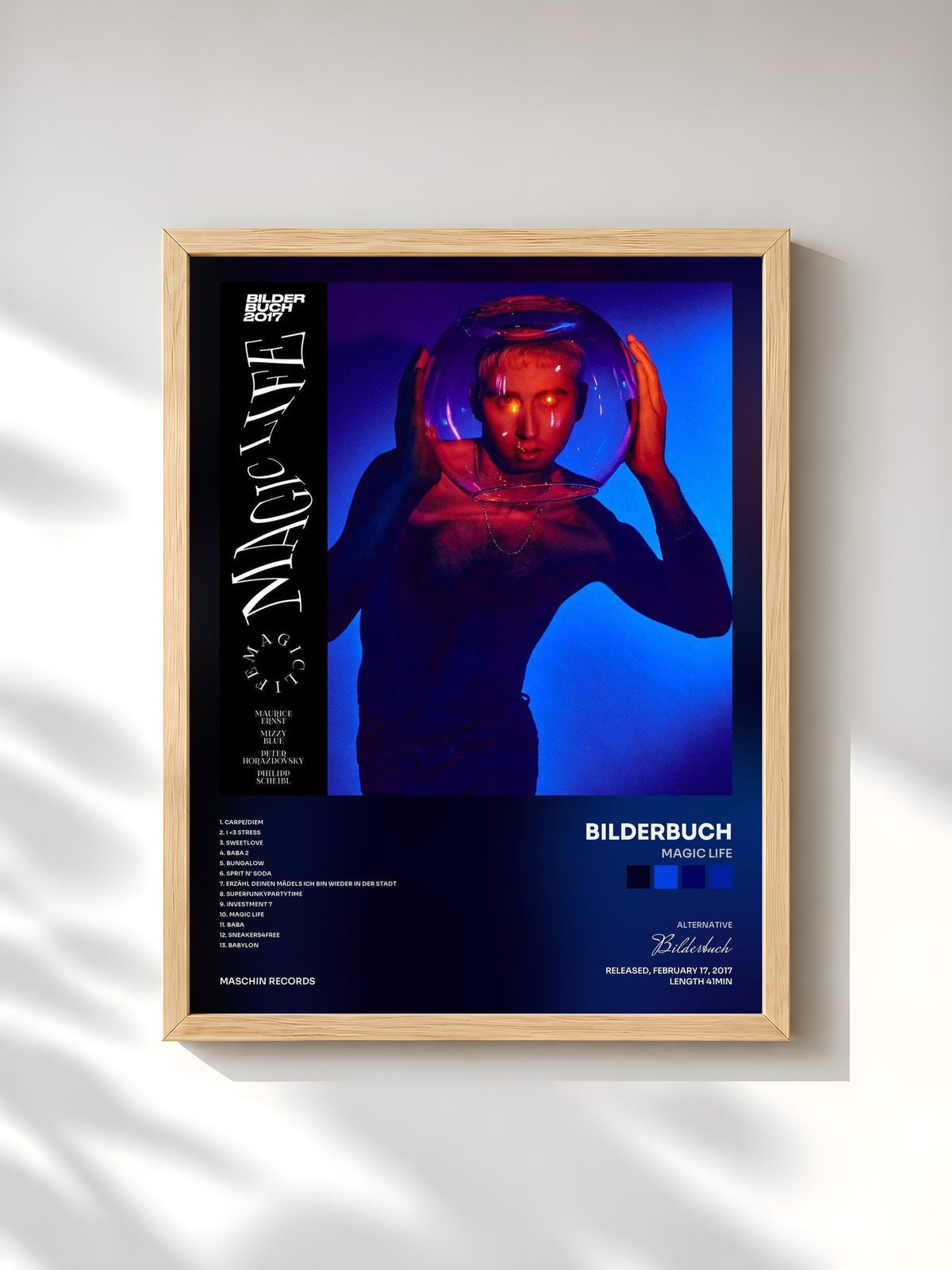 #bois Tableau de l'album Magic Life de Bilderbuch, cadre en bois brut, imprimé et encadré en France