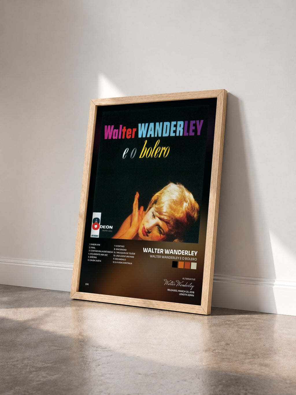 #bois Tableau de l'album Walter Wanderley E O Bolero de Walter Wanderley vu de trois quarts, cadre en bois brut