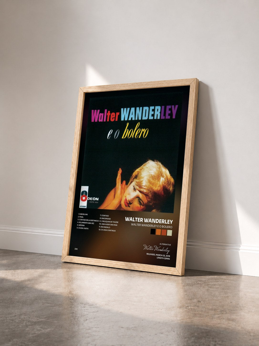 #bois Tableau de l'album Walter Wanderley E O Bolero de Walter Wanderley vu de trois quarts, cadre en bois brut