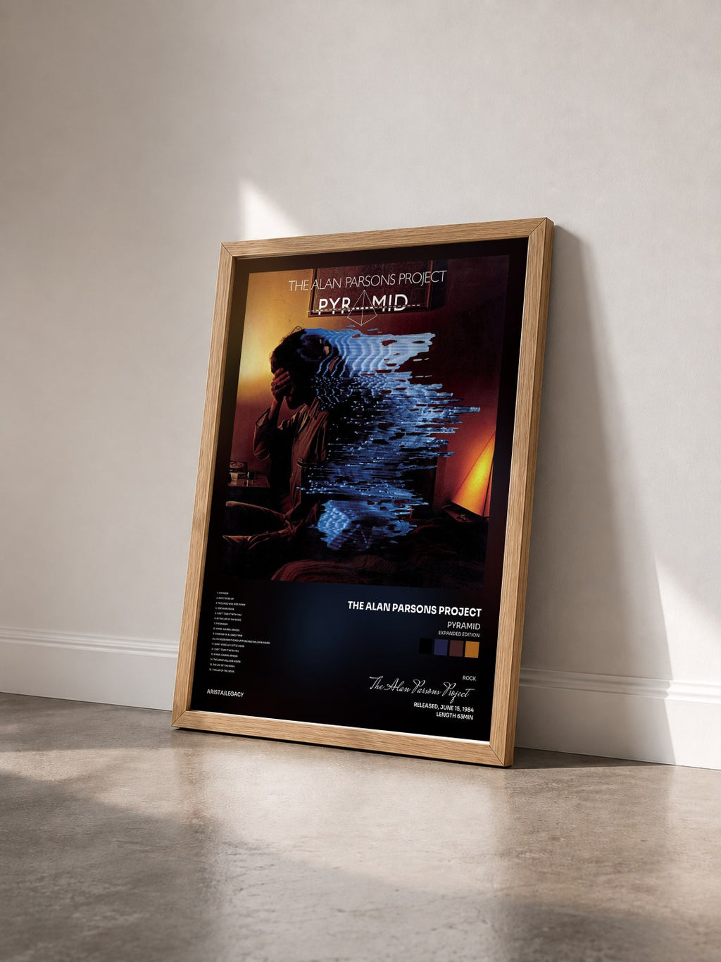 #bois Tableau de l'album Pyramid (Expanded Edition) de The Alan Parsons Project vu de trois quarts, cadre en bois brut