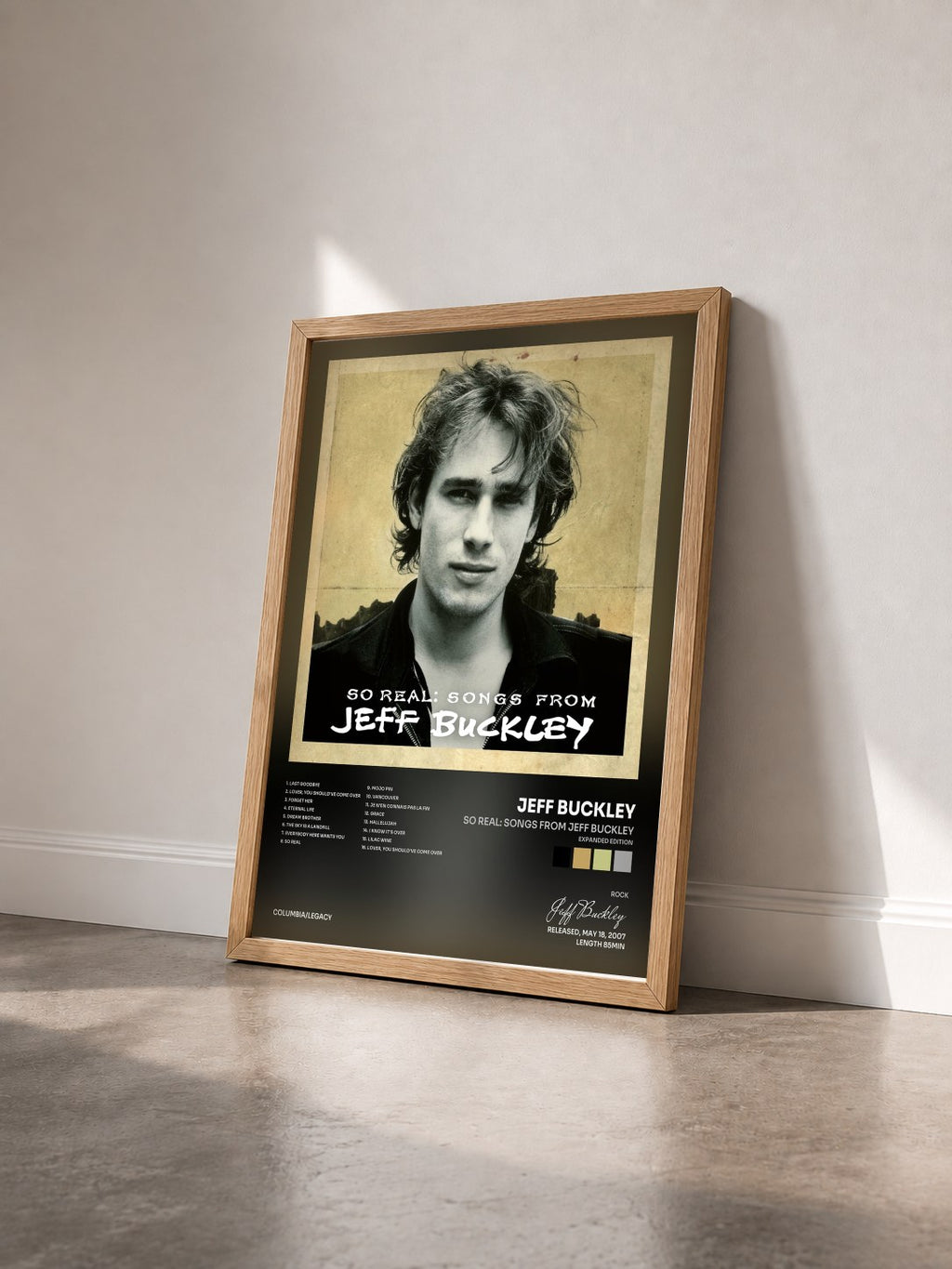 #bois Tableau de l'album So Real: Songs from Jeff Buckley (Expanded Edition) de Jeff Buckley vu de trois quarts, cadre en bois brut