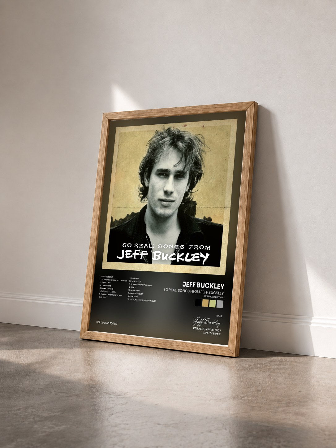 #bois Tableau de l'album So Real: Songs from Jeff Buckley (Expanded Edition) de Jeff Buckley vu de trois quarts, cadre en bois brut