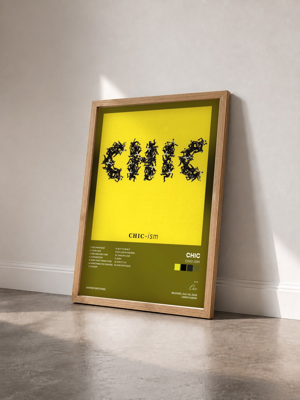 #bois Tableau de l'album Chic-Ism de Chic vu de trois quarts, cadre en bois brut
