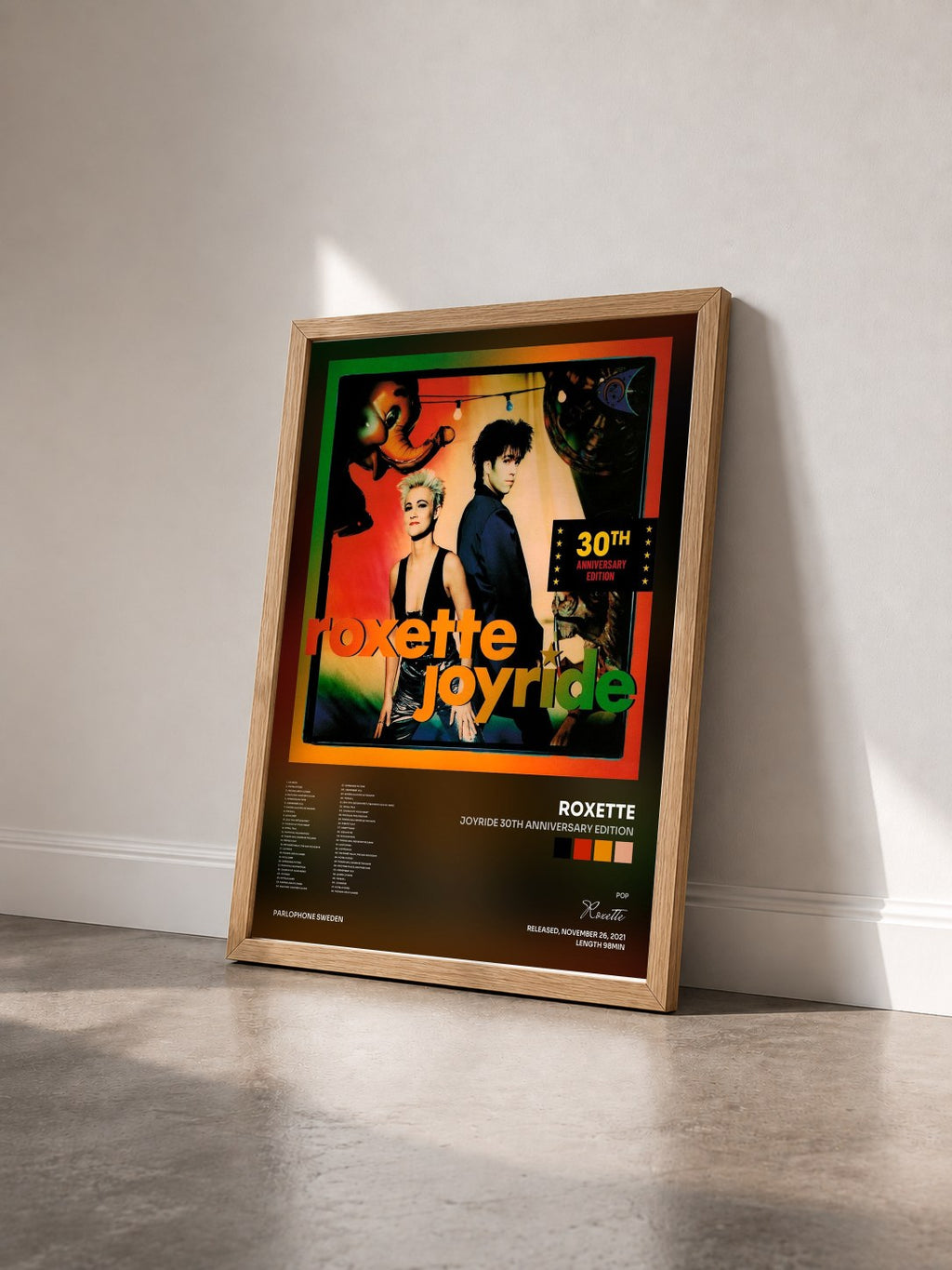 #bois Tableau de l'album Joyride 30th Anniversary Edition de Roxette vu de trois quarts, cadre en bois brut