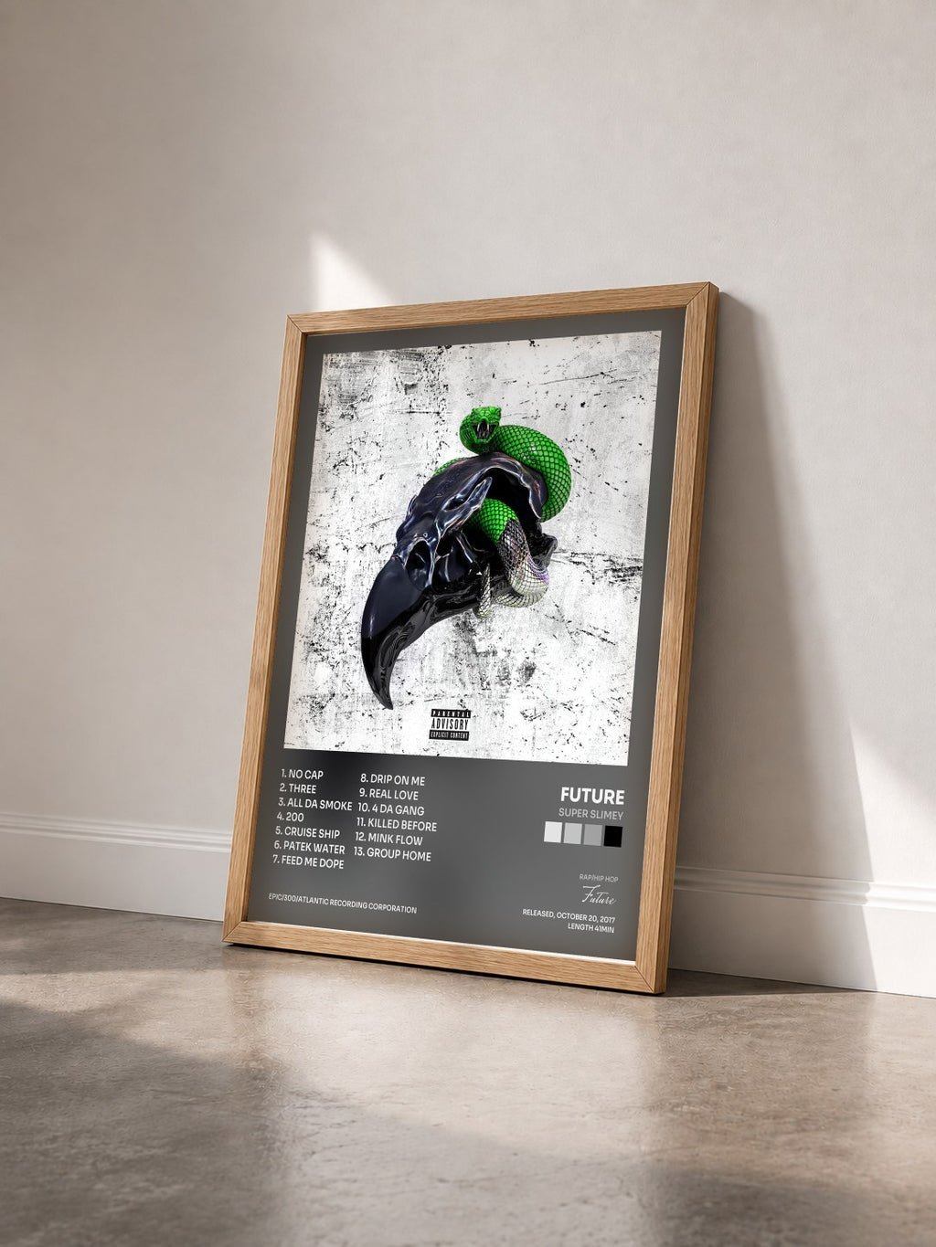 #bois Tableau de l'album SUPER SLIMEY de Future vu de trois quarts, cadre en bois brut