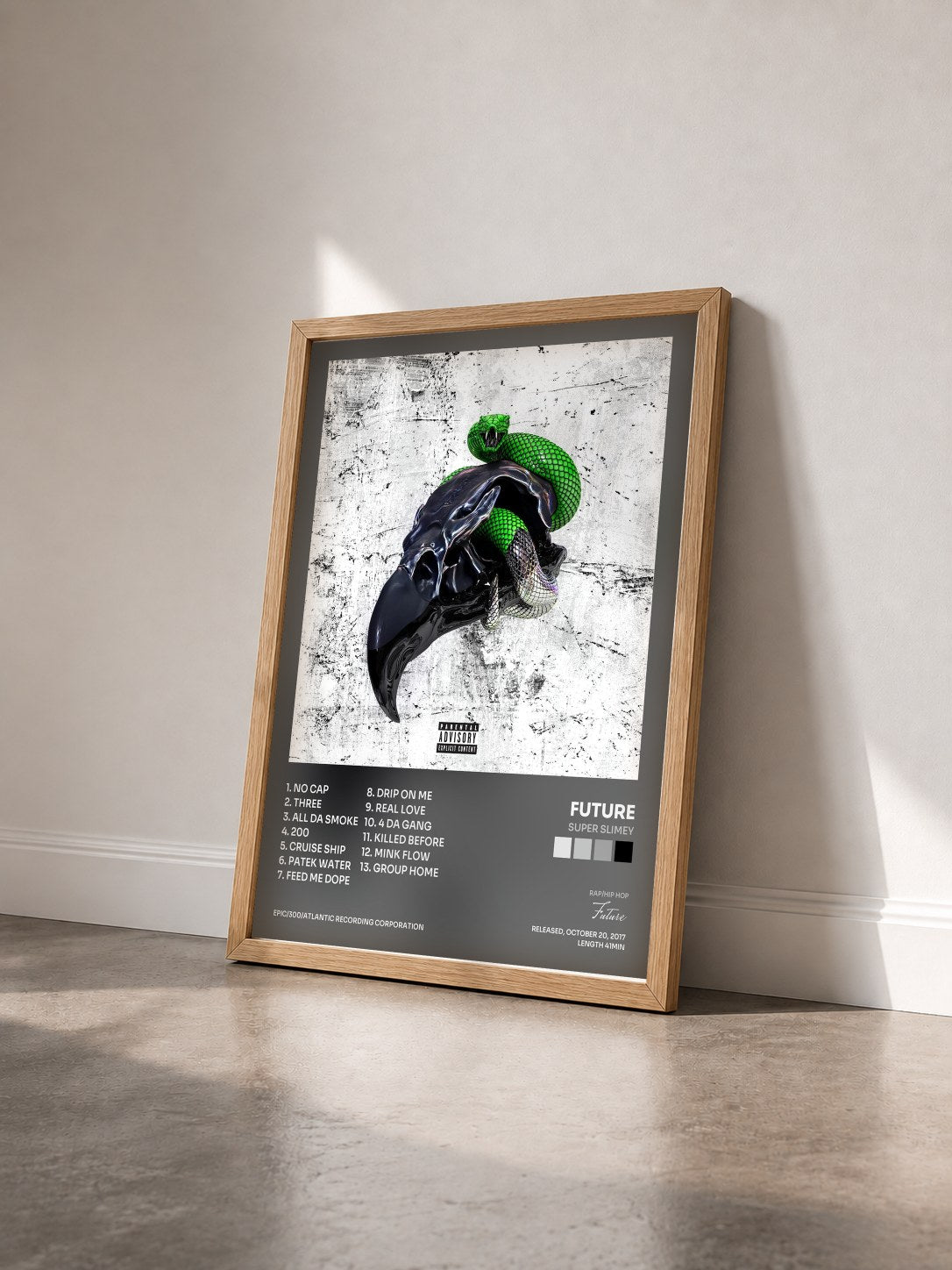 #bois Tableau de l'album SUPER SLIMEY de Future vu de trois quarts, cadre en bois brut