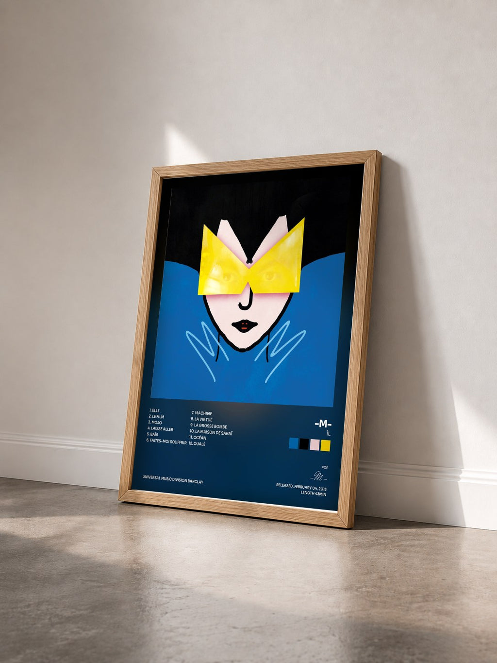 #bois Tableau de l'album îl de -M- vu de trois quarts, cadre en bois brut