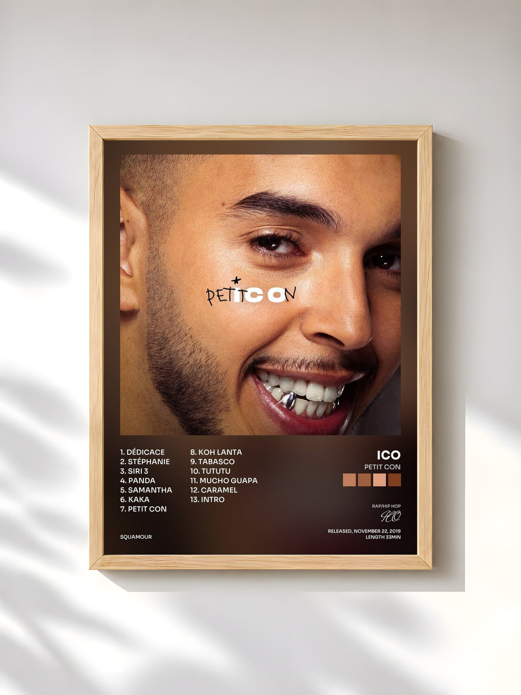 #bois Tableau de l'album Petit con de ICO, cadre en bois brut, imprimé et encadré en France