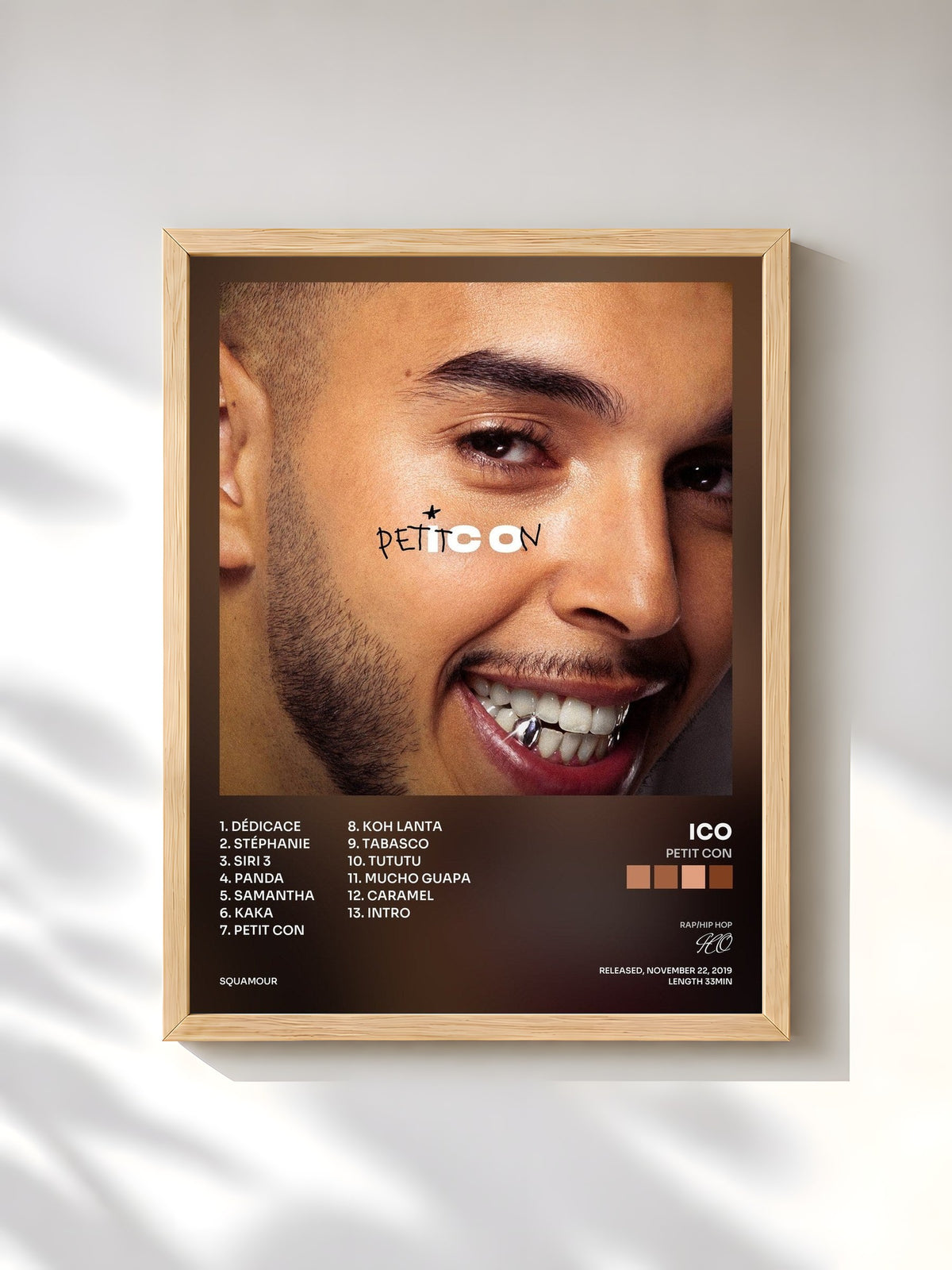 #bois Tableau de l'album Petit con de ICO, cadre en bois brut, imprimé et encadré en France
