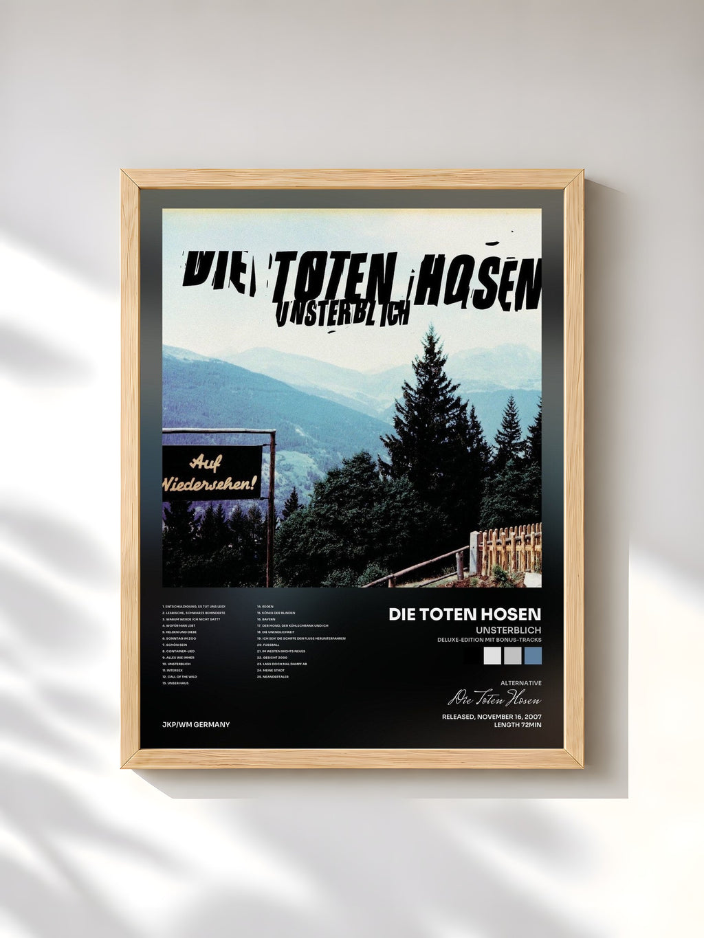 #bois Tableau de l'album Unsterblich (Deluxe-Edition mit Bonus-Tracks) de Die Toten Hosen, cadre en bois brut, imprimé et encadré en France