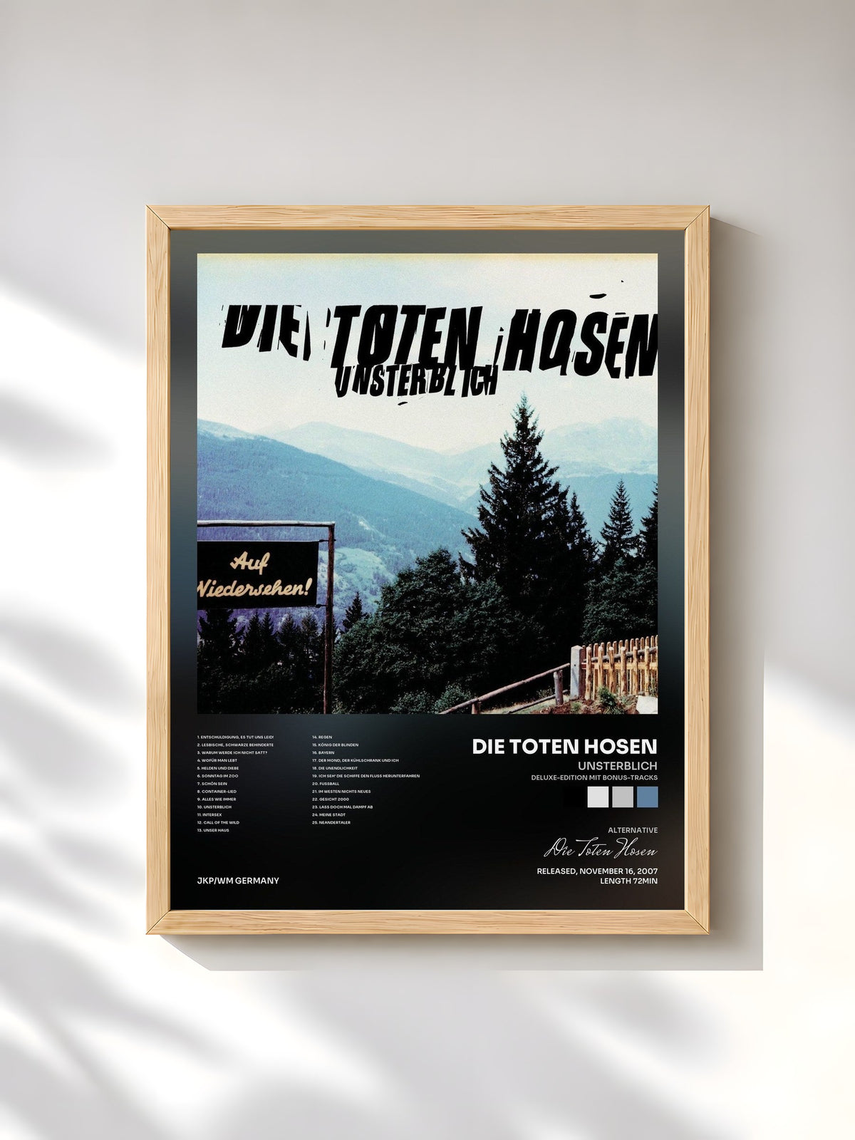 #bois Tableau de l'album Unsterblich (Deluxe-Edition mit Bonus-Tracks) de Die Toten Hosen, cadre en bois brut, imprimé et encadré en France
