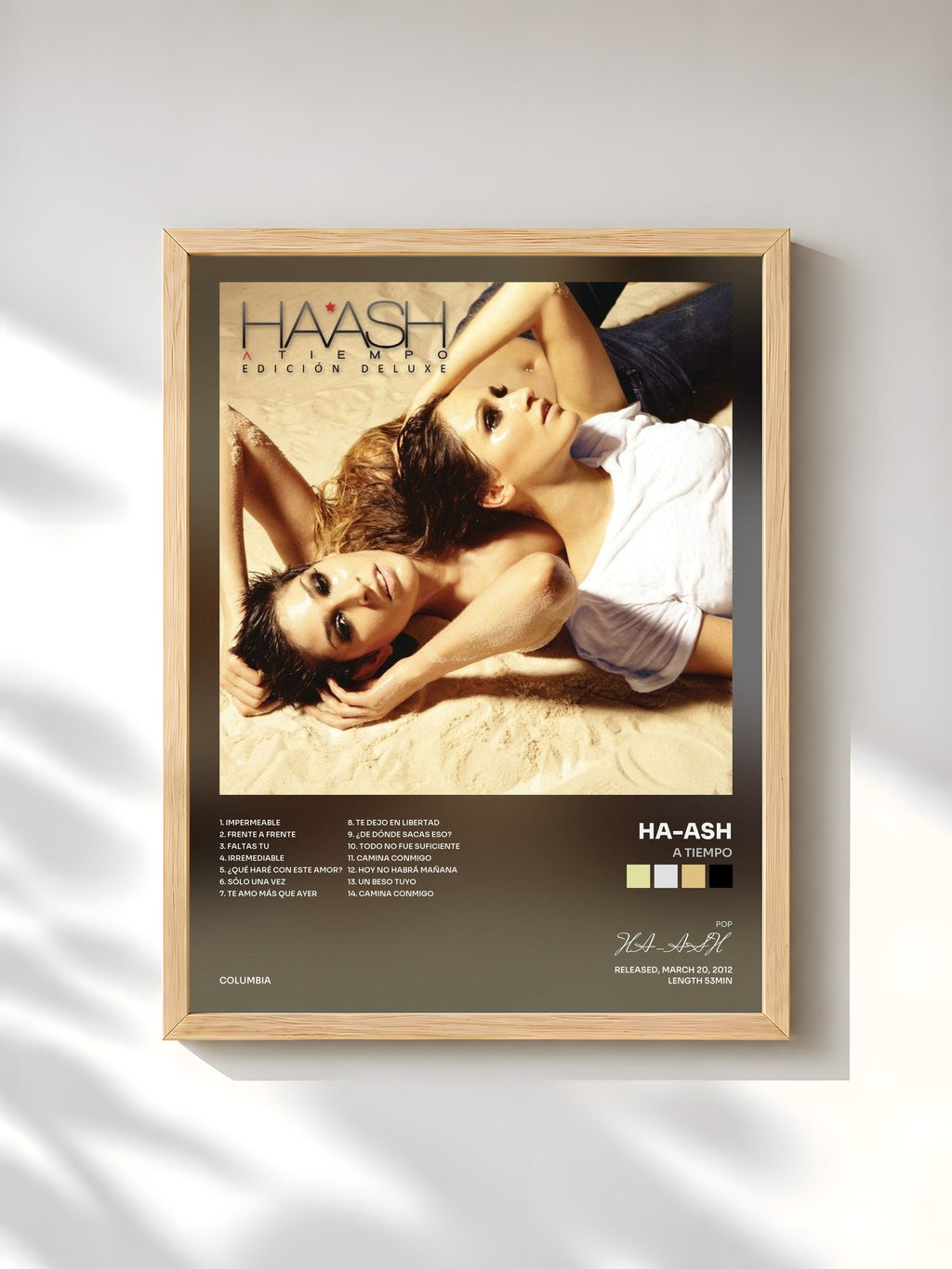 #bois Tableau de l'album A Tiempo de HA-ASH, cadre en bois brut, imprimé et encadré en France