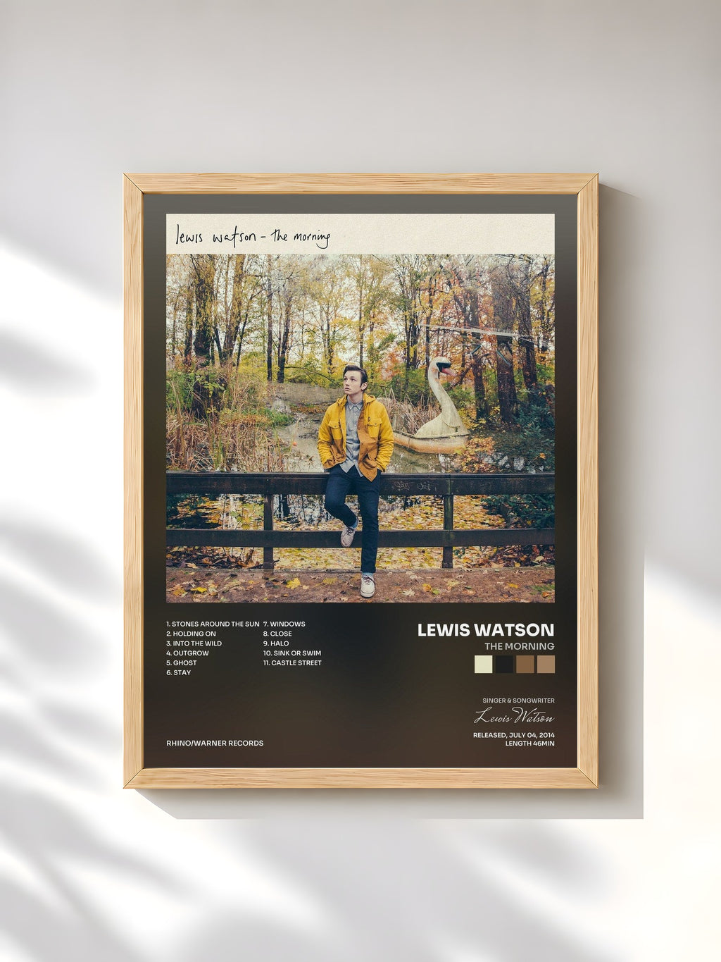 #bois Tableau de l'album the morning de Lewis Watson, cadre en bois brut, imprimé et encadré en France