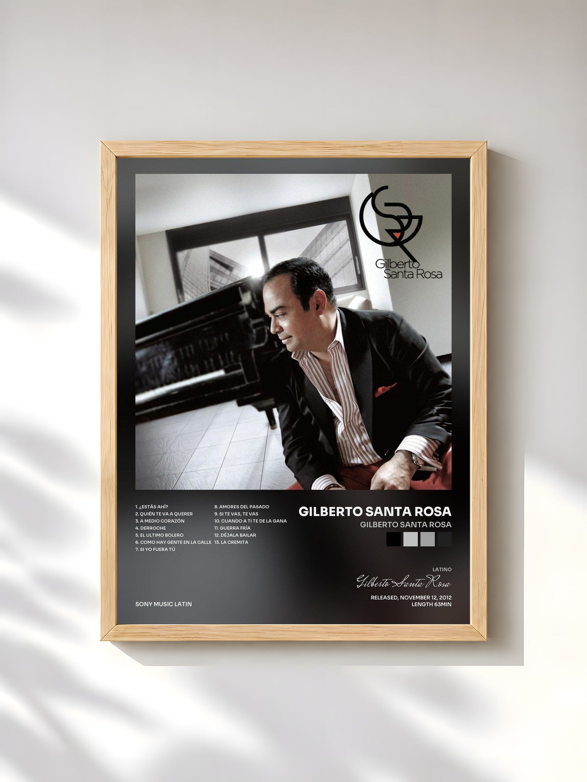 #bois Tableau de l'album Gilberto Santa Rosa de Gilberto Santa Rosa, cadre en bois brut, imprimé et encadré en France