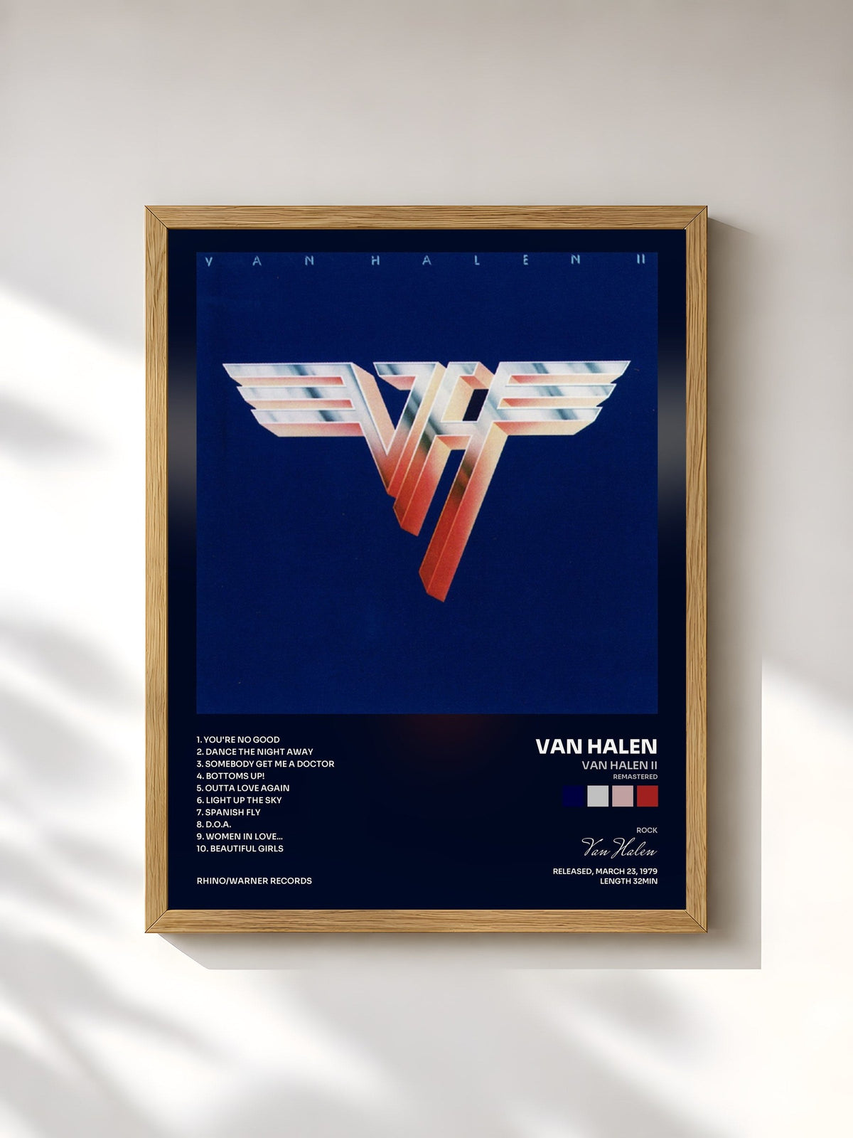 #bois Tableau de l'album Van Halen II (Remastered) de Van Halen, cadre en bois brut, imprimé et encadré en France