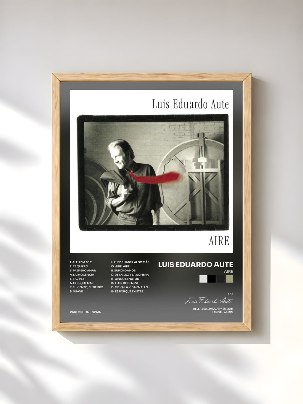 #bois Tableau de l'album Aire de Luis Eduardo Aute, cadre en bois brut, imprimé et encadré en France