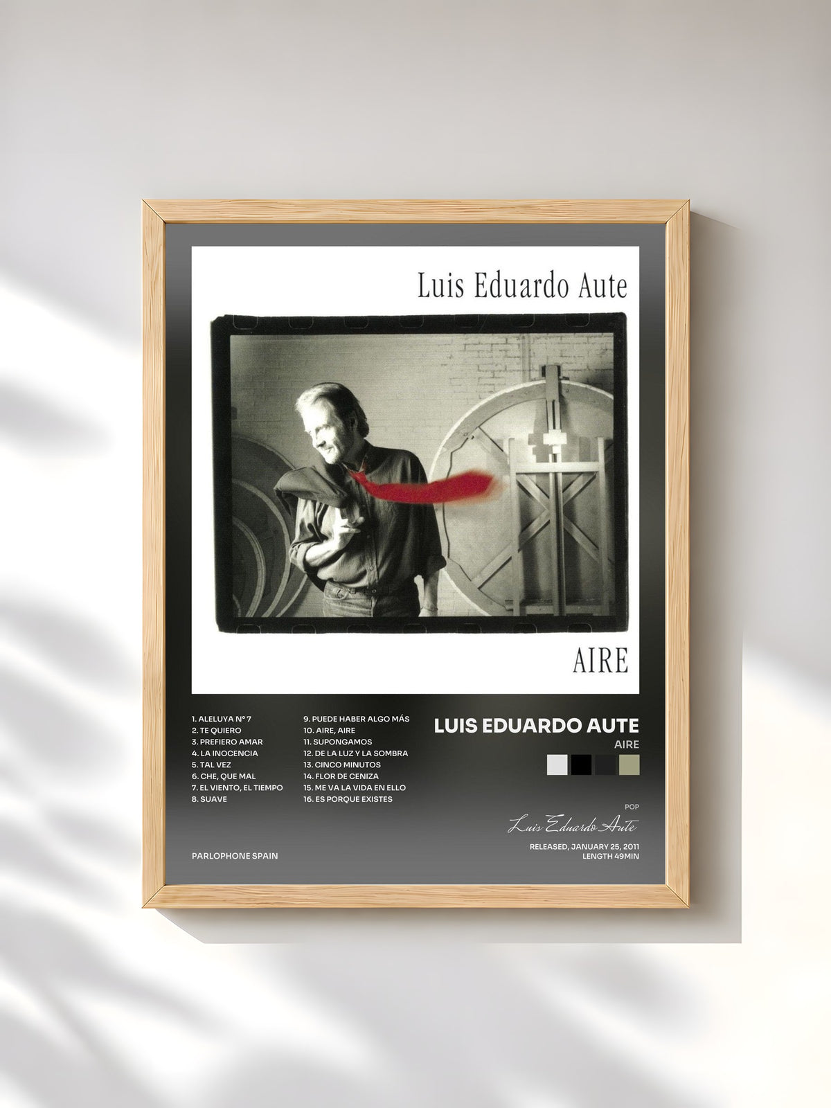 #bois Tableau de l'album Aire de Luis Eduardo Aute, cadre en bois brut, imprimé et encadré en France
