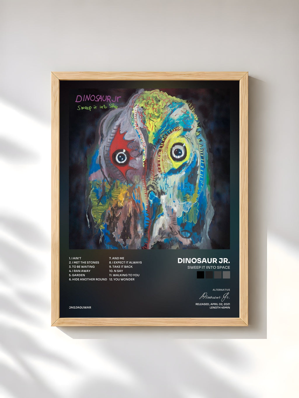 #bois Tableau de l'album Sweep It Into Space de Dinosaur Jr., cadre en bois brut, imprimé et encadré en France