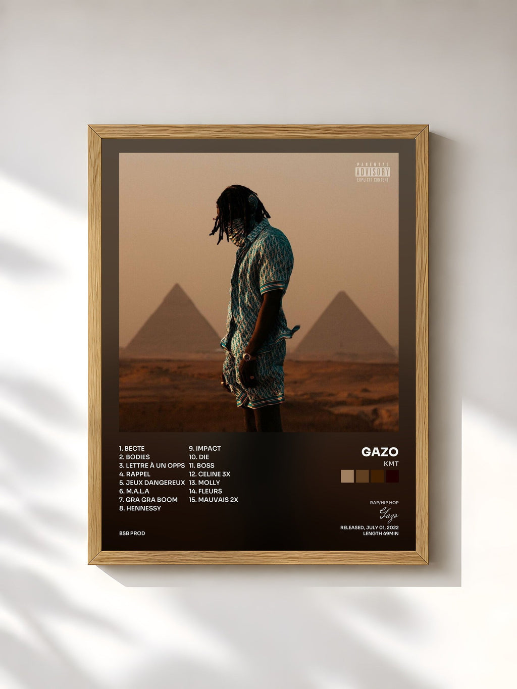 #bois Tableau de l'album KMT de Gazo, cadre en bois brut, imprimé et encadré en France