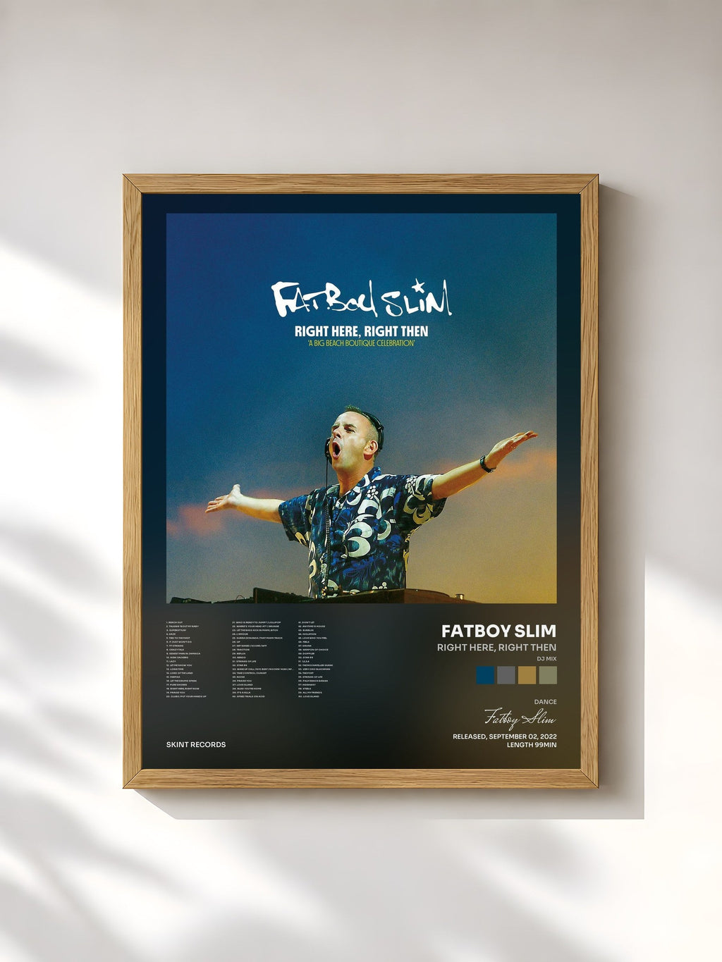 #bois Tableau de l'album Right Here, Right Then (DJ Mix) de Fatboy Slim, cadre en bois brut, imprimé et encadré en France