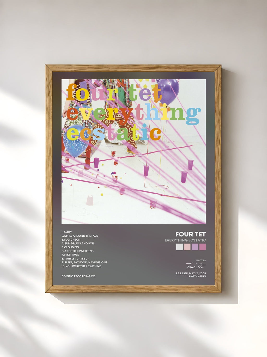 #bois Tableau de l'album Everything Ecstatic de Four Tet, cadre en bois brut, imprimé et encadré en France