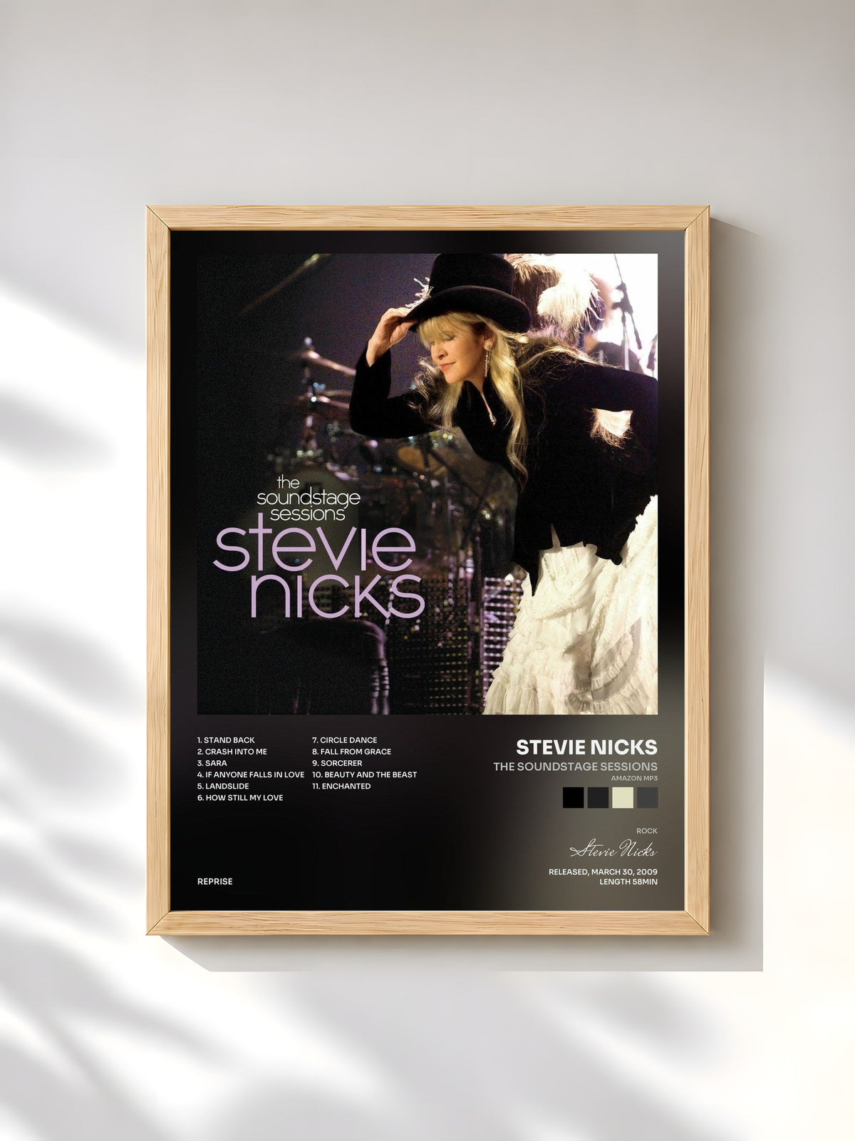 #bois Tableau de l'album The Soundstage Sessions (Amazon MP3) de Stevie Nicks, cadre en bois brut, imprimé et encadré en France