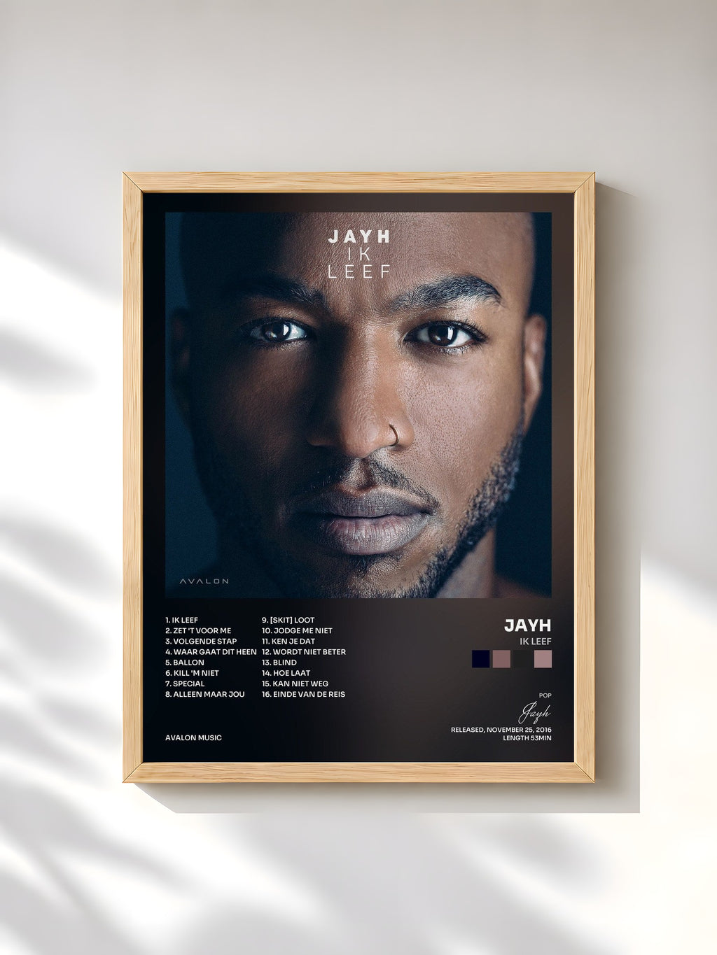 #bois Tableau de l'album Ik Leef de Jayh, cadre en bois brut, imprimé et encadré en France