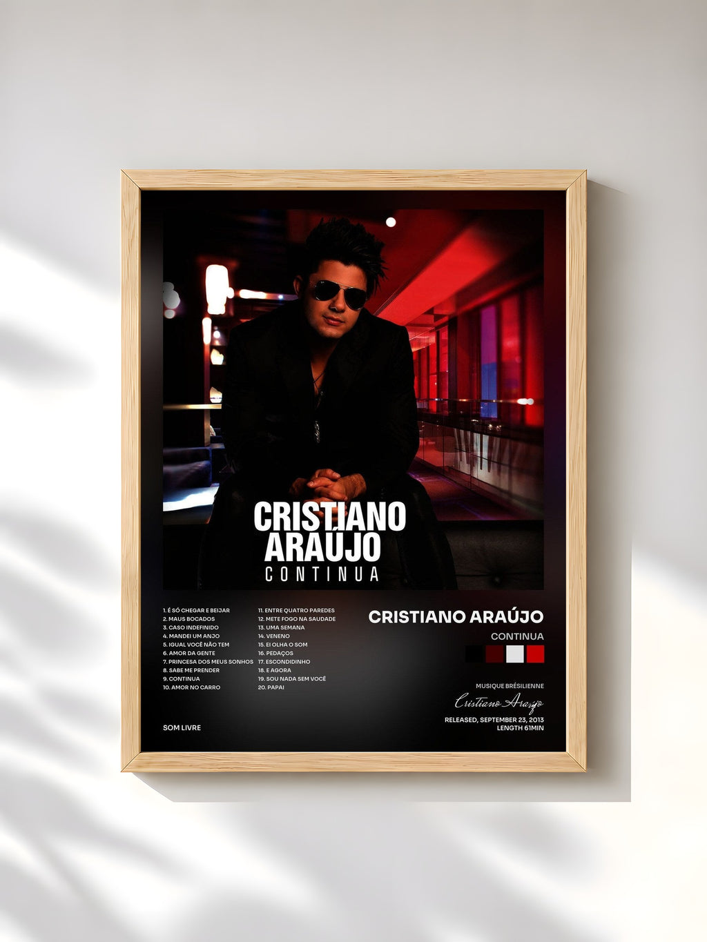#bois Tableau de l'album Continua de Cristiano Araújo, cadre en bois brut, imprimé et encadré en France