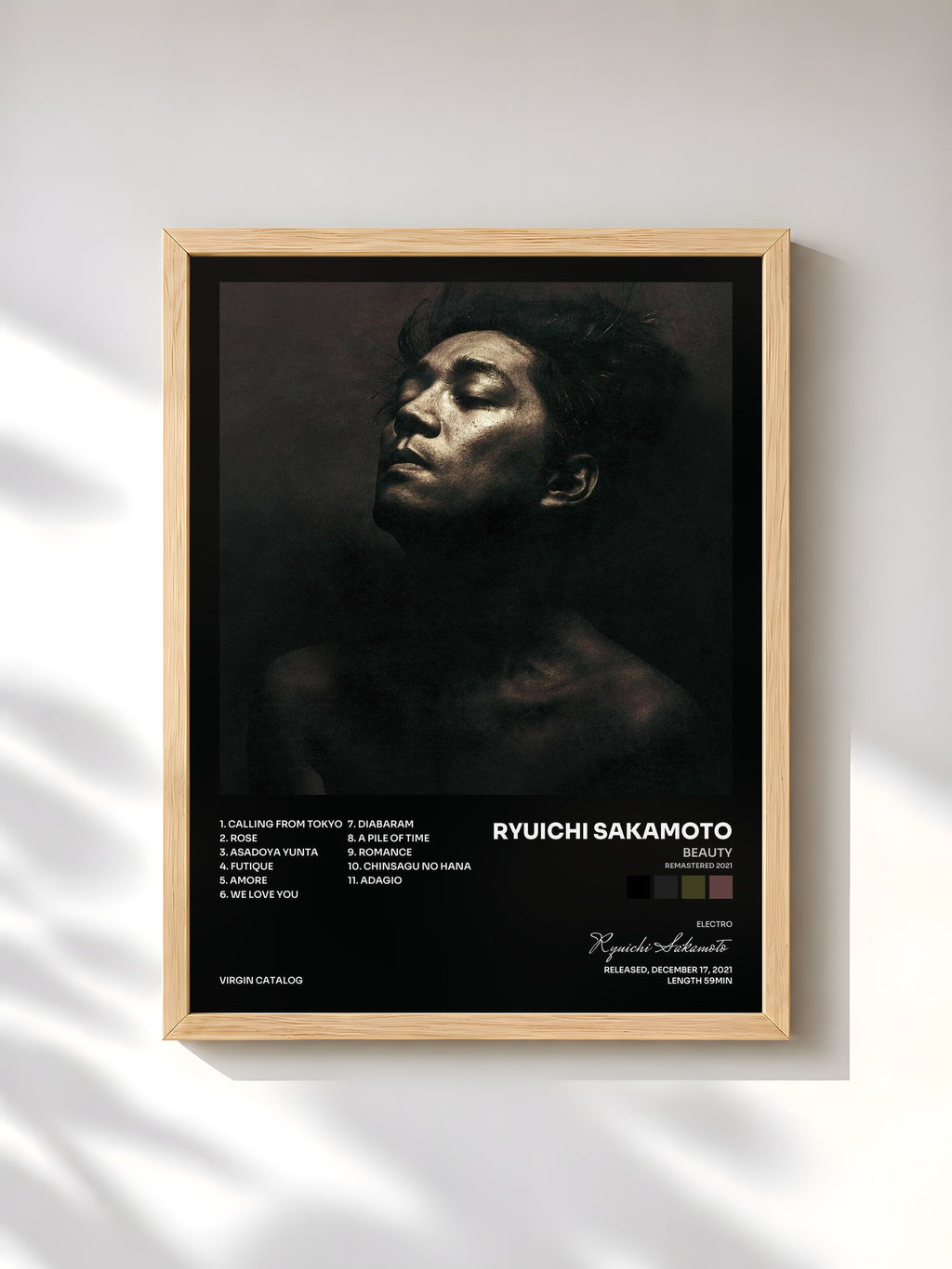 #bois Tableau de l'album Beauty (Remastered 2021) de Ryuichi Sakamoto, cadre en bois brut, imprimé et encadré en France
