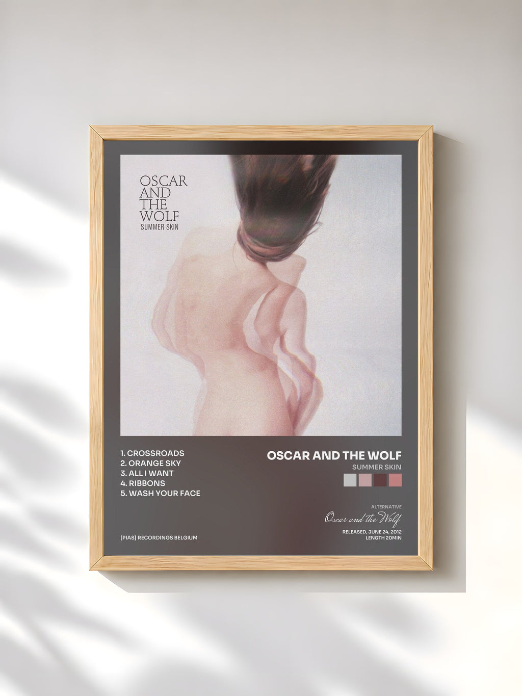 #bois Tableau de l'album Summer Skin de Oscar and the Wolf, cadre en bois brut, imprimé et encadré en France