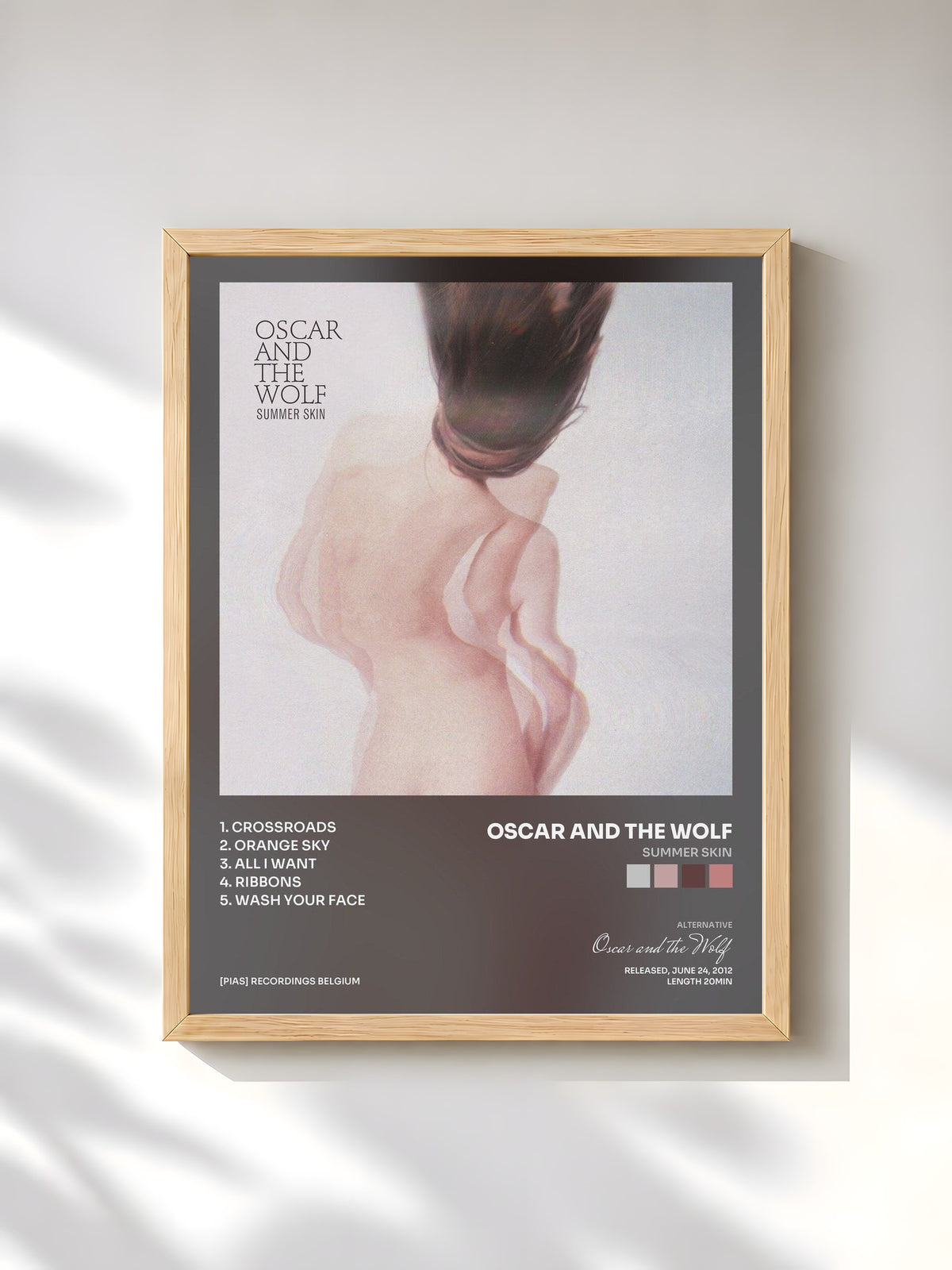 #bois Tableau de l'album Summer Skin de Oscar and the Wolf, cadre en bois brut, imprimé et encadré en France