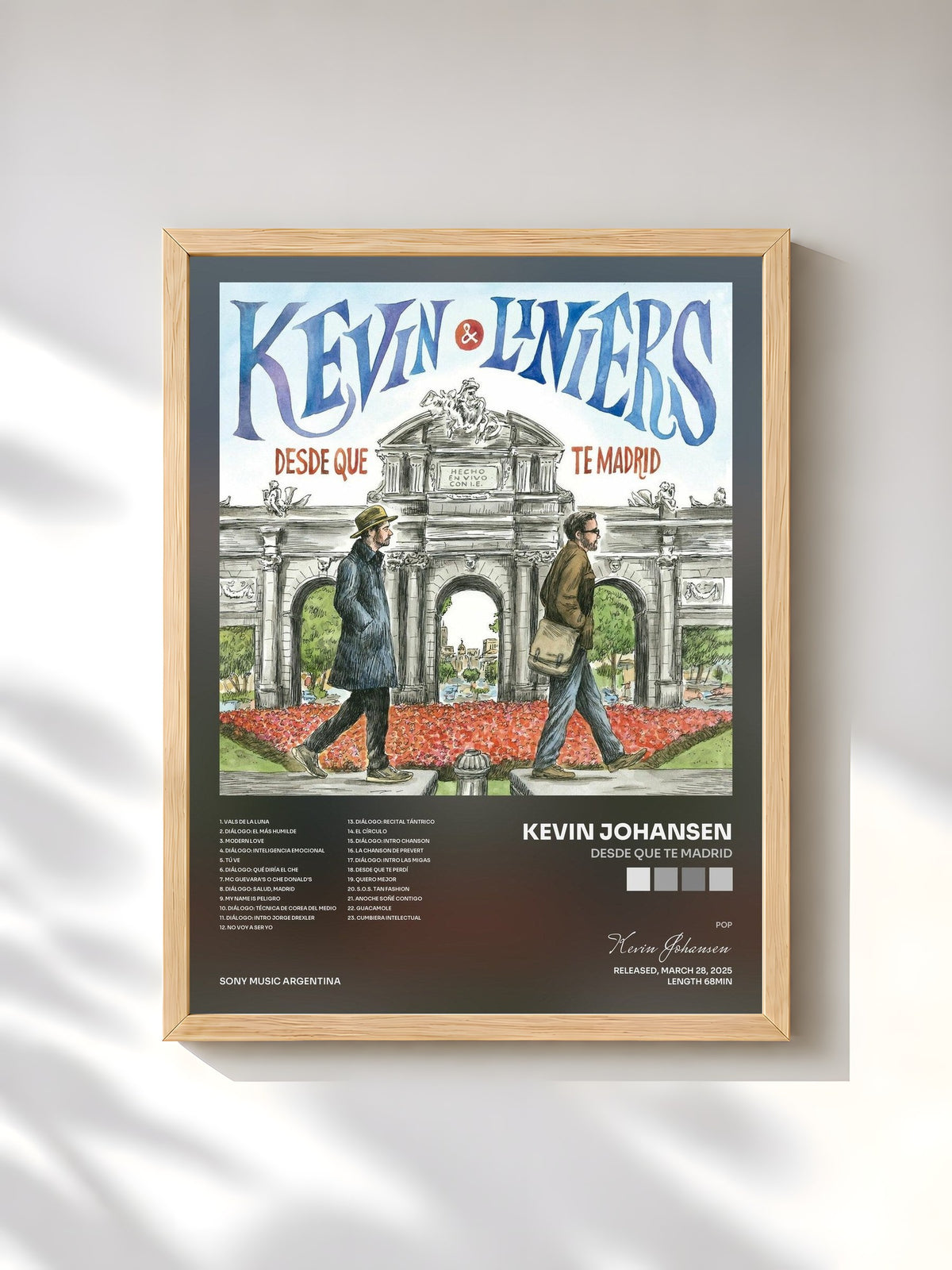 #bois Tableau de l'album Desde Que Te Madrid de Kevin Johansen, cadre en bois brut, imprimé et encadré en France