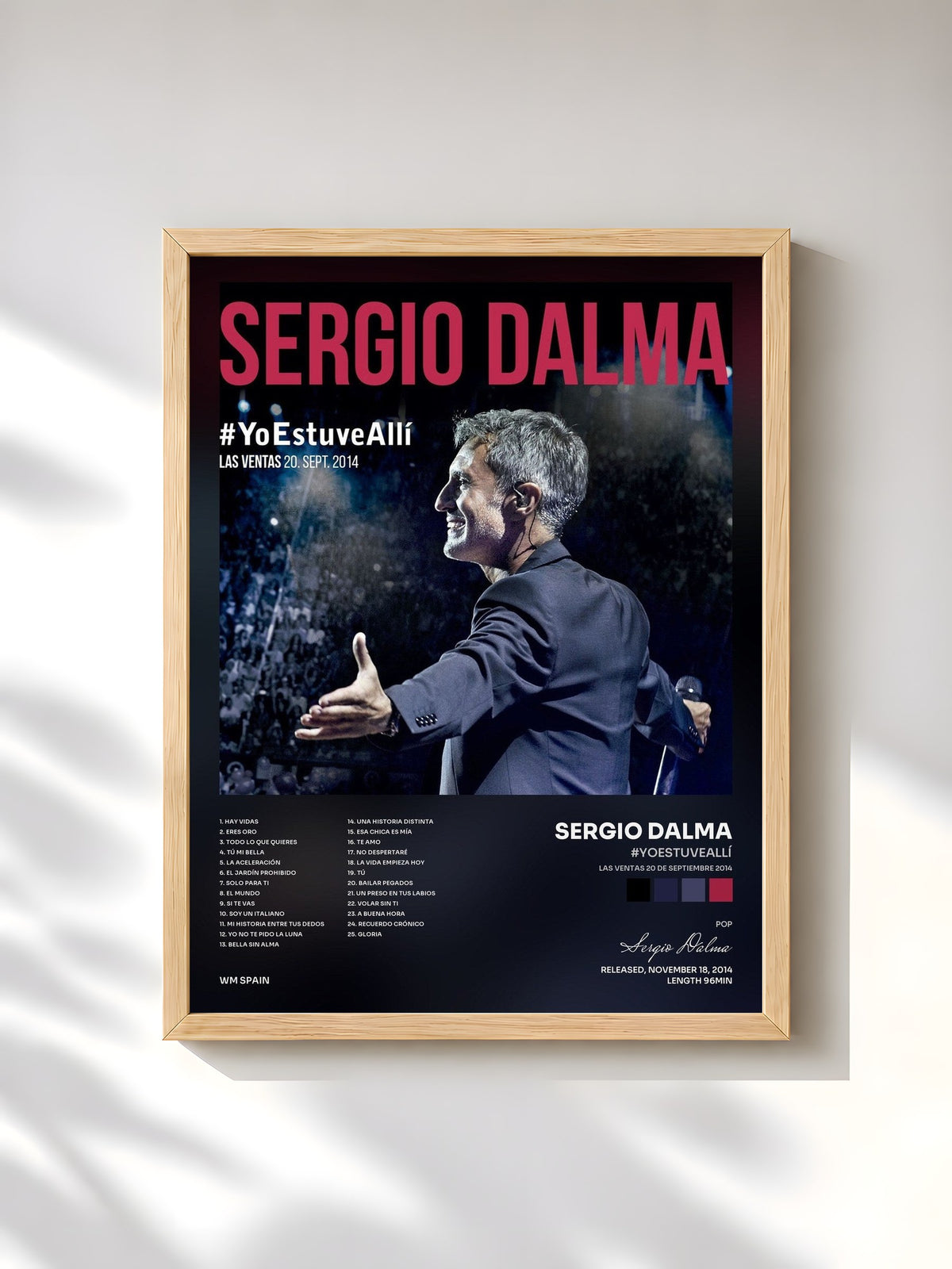 #bois Tableau de l'album #YoEstuveAllí (Las Ventas 20 de septiembre 2014) de Sergio Dalma, cadre en bois brut, imprimé et encadré en France