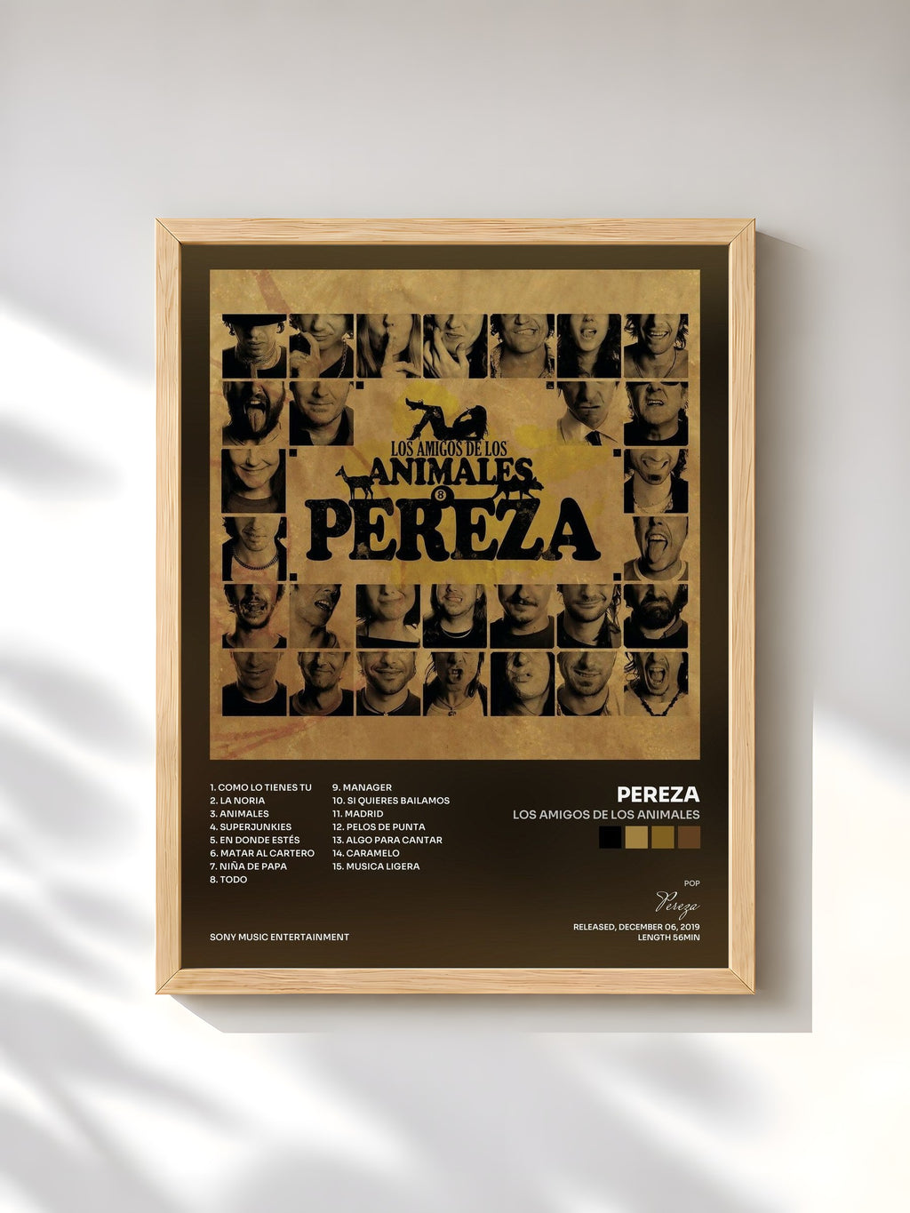 #bois Tableau de l'album Los Amigos De Los Animales de Pereza, cadre en bois brut, imprimé et encadré en France