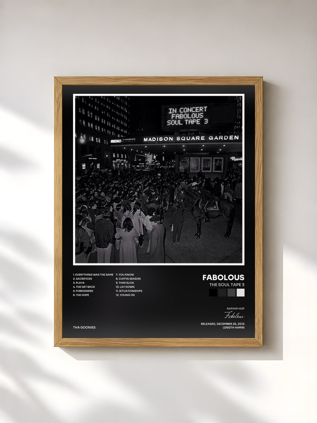 #bois Tableau de l'album The Soul Tape 3 de Fabolous, cadre en bois brut, imprimé et encadré en France