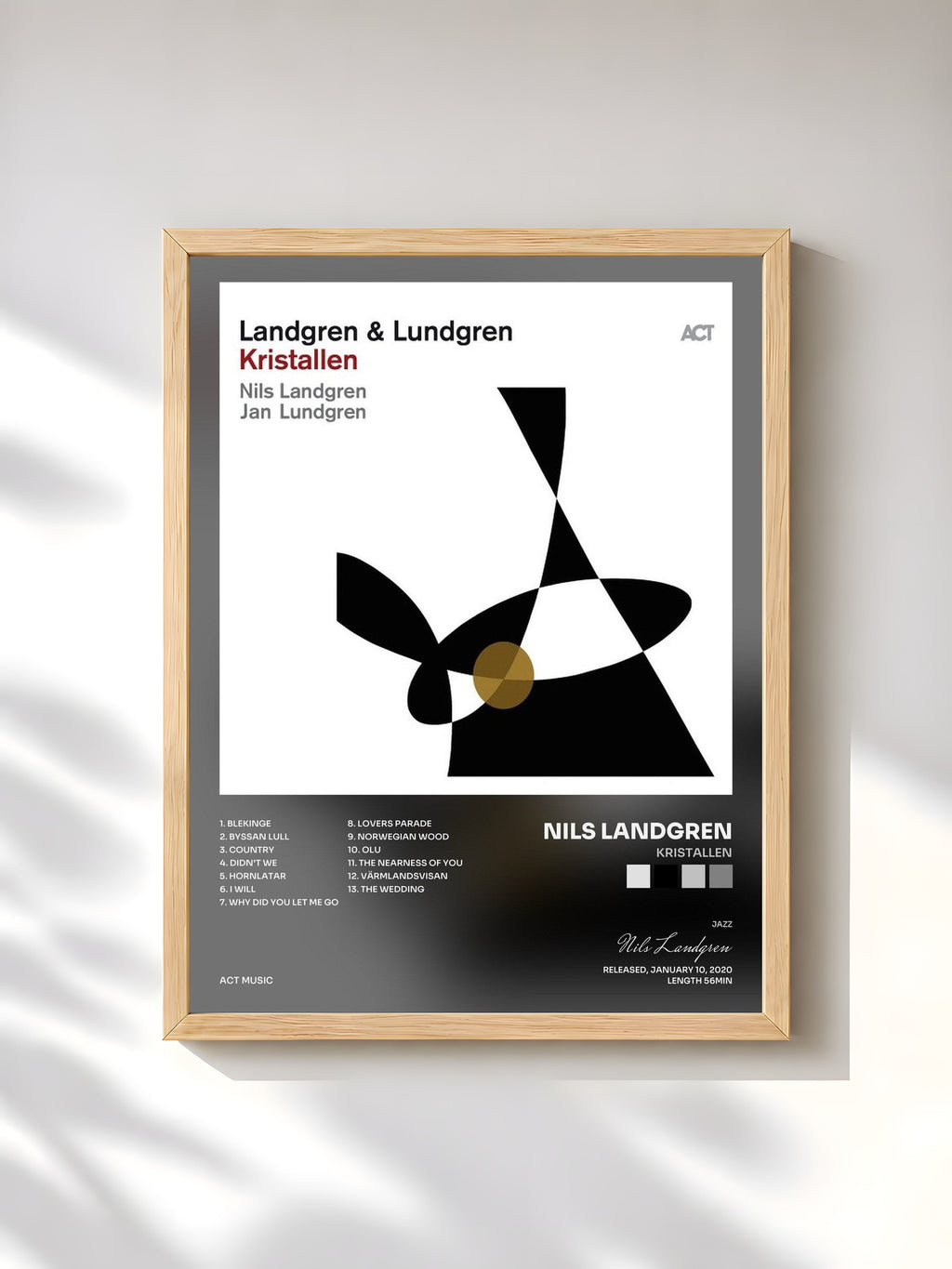 #bois Tableau de l'album Kristallen de Nils Landgren, cadre en bois brut, imprimé et encadré en France