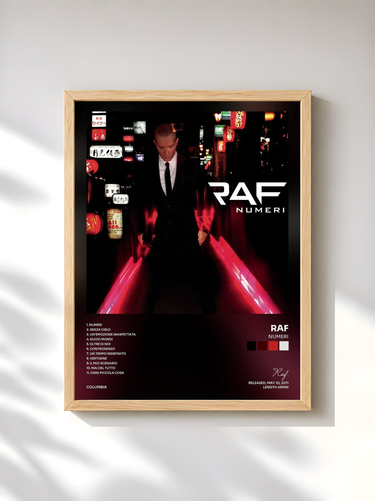 #bois Tableau de l'album Numeri de Raf, cadre en bois brut, imprimé et encadré en France