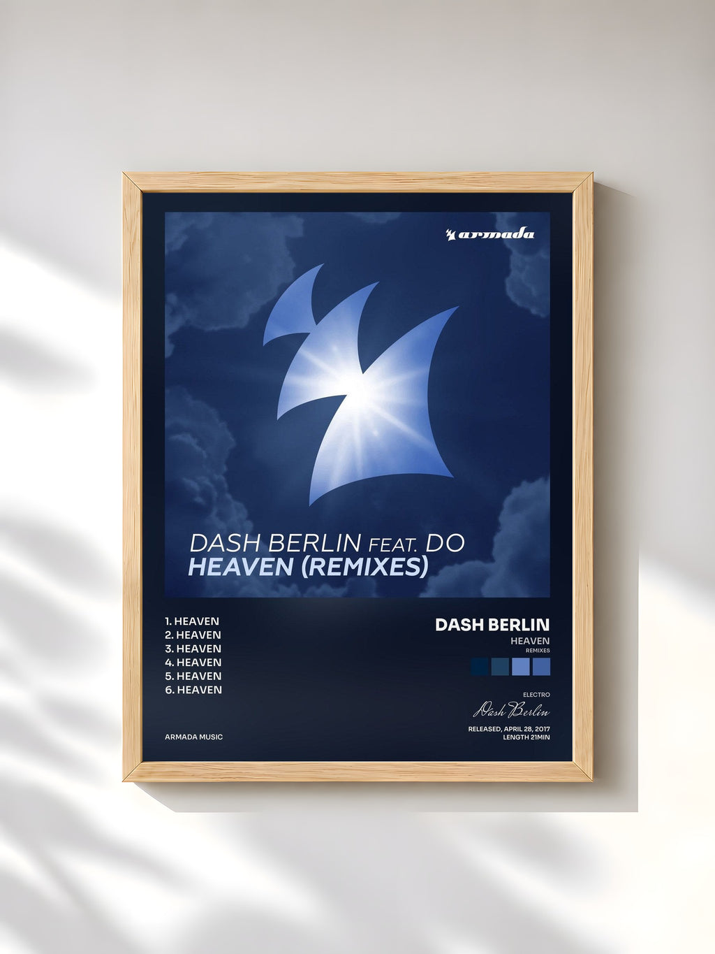 #bois Tableau de l'album Heaven (Remixes) de Dash Berlin, cadre en bois brut, imprimé et encadré en France