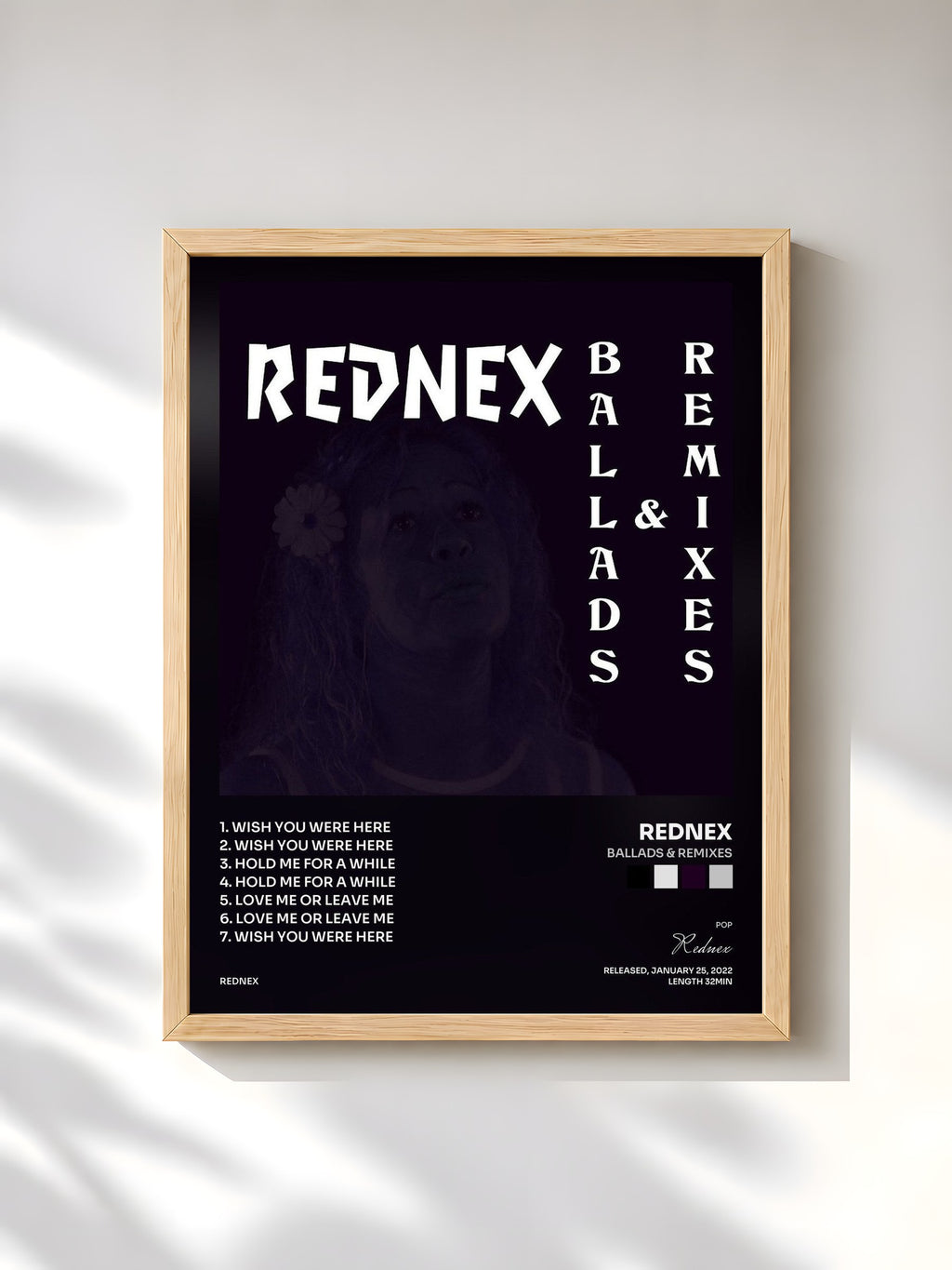 #bois Tableau de l'album Ballads & Remixes de Rednex, cadre en bois brut, imprimé et encadré en France