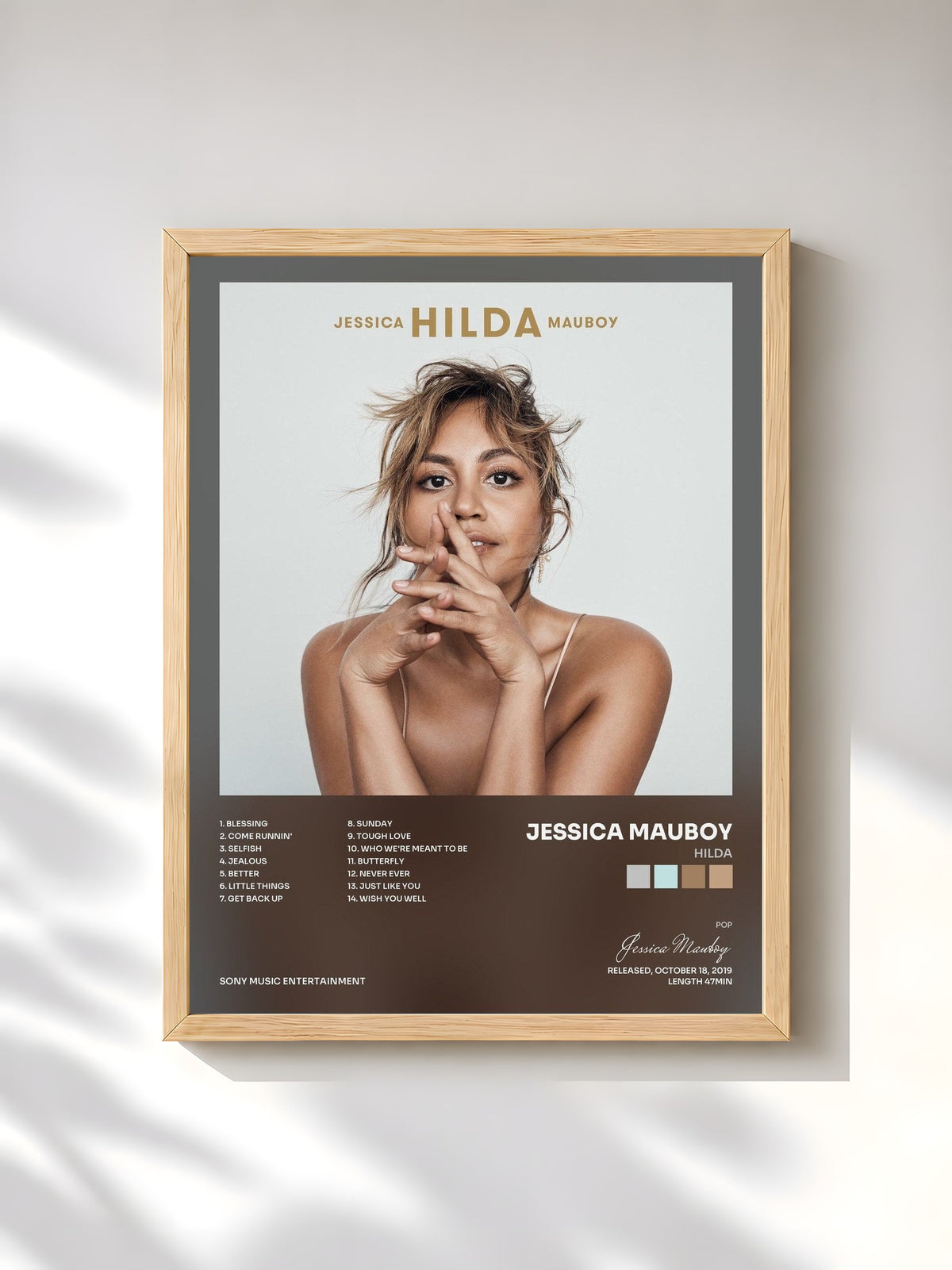 #bois Tableau de l'album HILDA de Jessica Mauboy, cadre en bois brut, imprimé et encadré en France