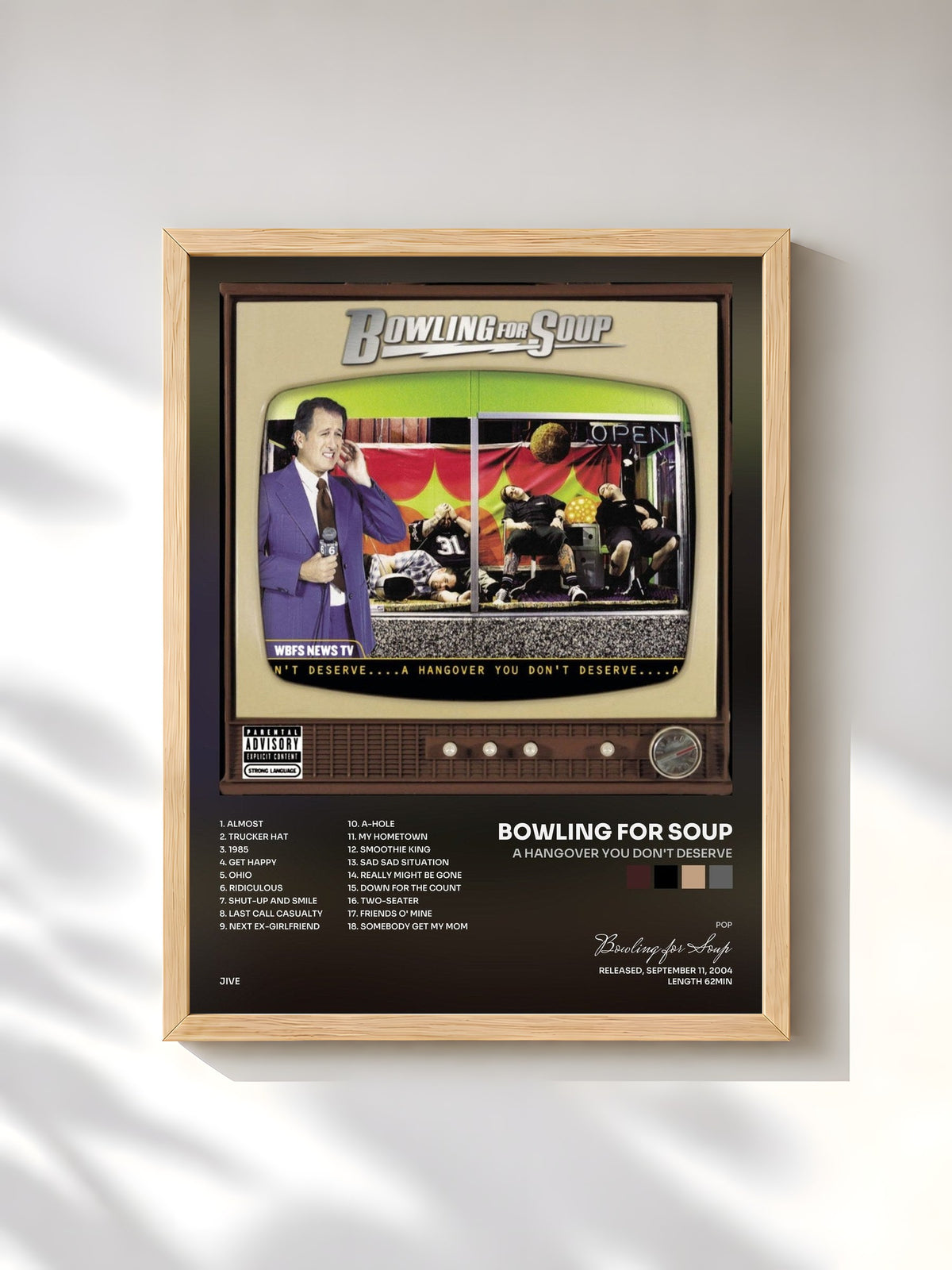 #bois Tableau de l'album A Hangover You Don't Deserve de Bowling for Soup, cadre en bois brut, imprimé et encadré en France
