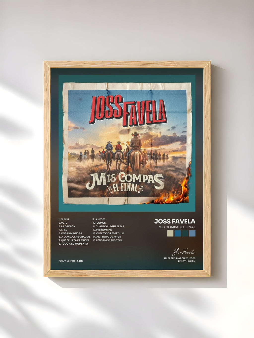 #bois Tableau de l'album Mis Compas El Final de Joss Favela, cadre en bois brut, imprimé et encadré en France