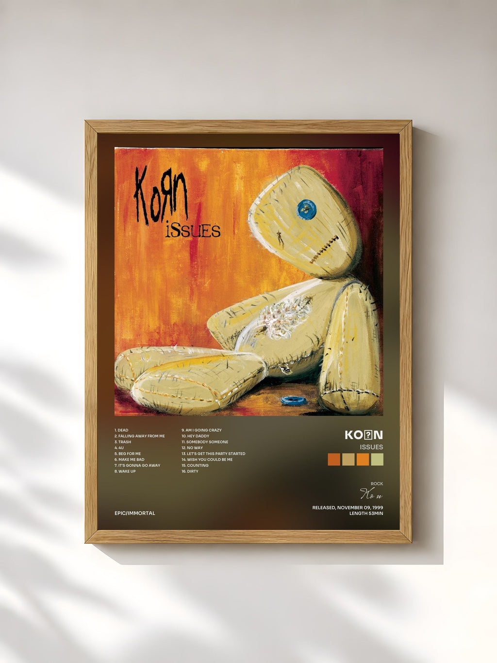 #bois Tableau de l'album Issues de KoЯn, cadre en bois brut, imprimé et encadré en France