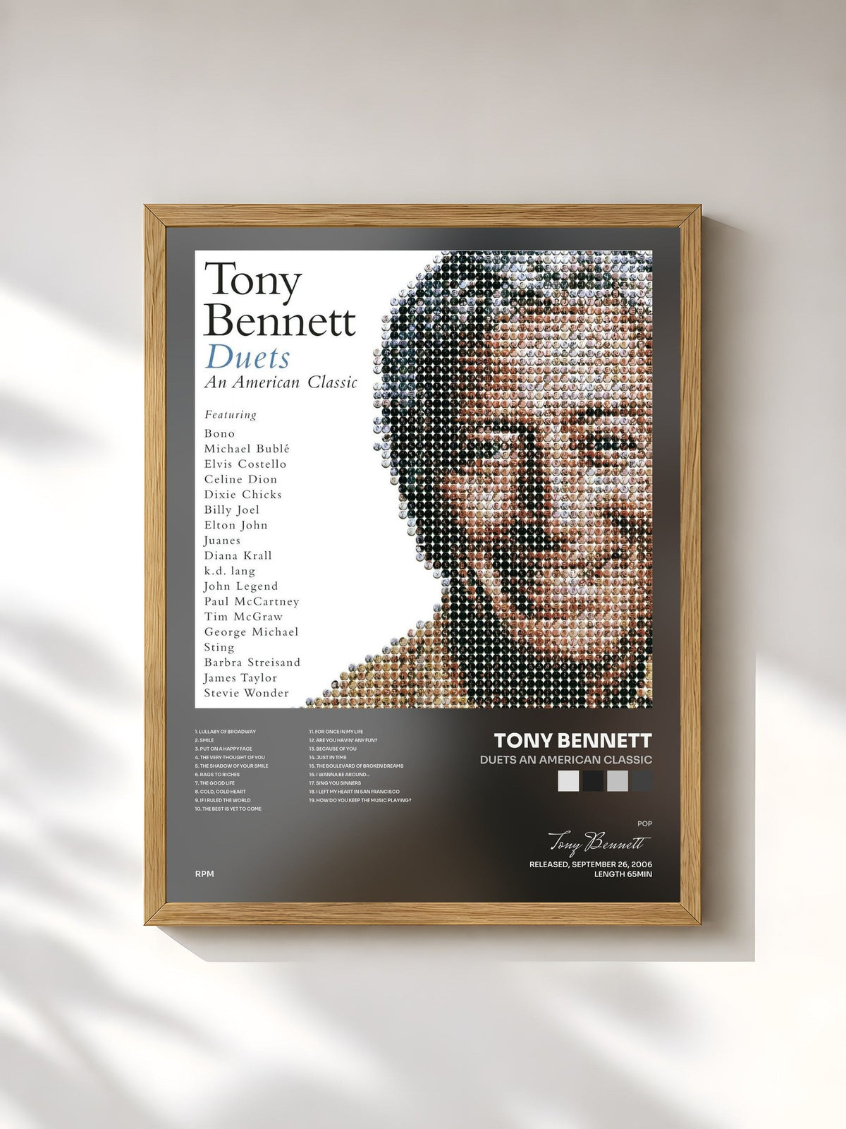 #bois Tableau de l'album Duets An American Classic de Tony Bennett, cadre en bois brut, imprimé et encadré en France