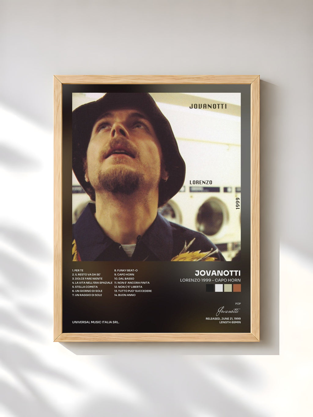 #bois Tableau de l'album Lorenzo 1999 - Capo Horn de Jovanotti, cadre en bois brut, imprimé et encadré en France