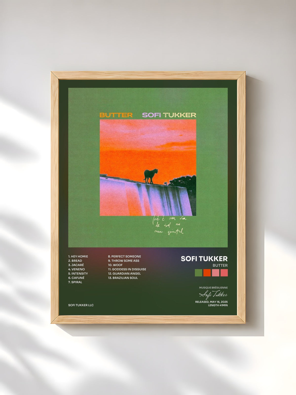 #bois Tableau de l'album butter de Sofi Tukker, cadre en bois brut, imprimé et encadré en France