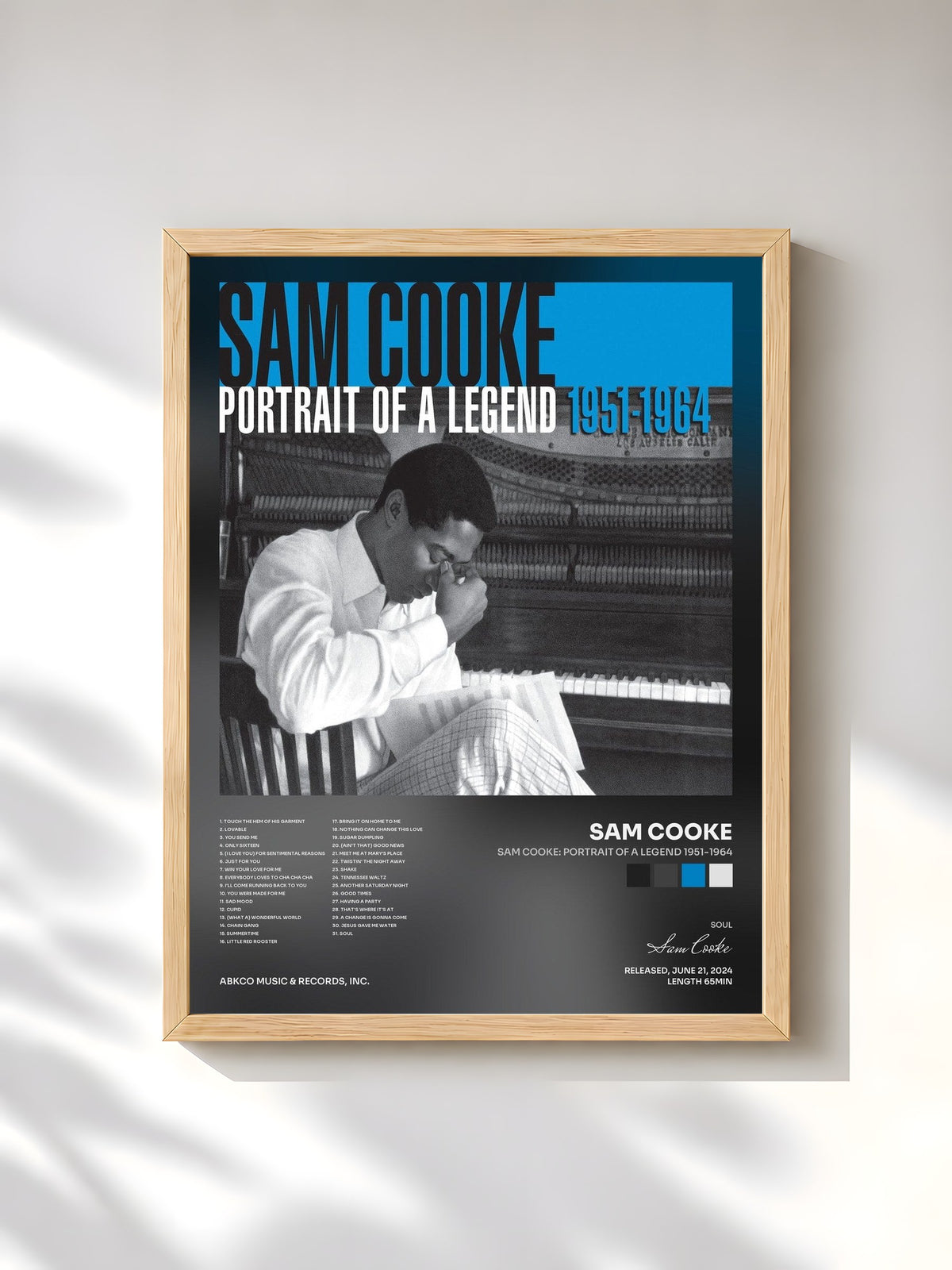 #bois Tableau de l'album Sam Cooke: Portrait Of A Legend 1951-1964 de Sam Cooke, cadre en bois brut, imprimé et encadré en France