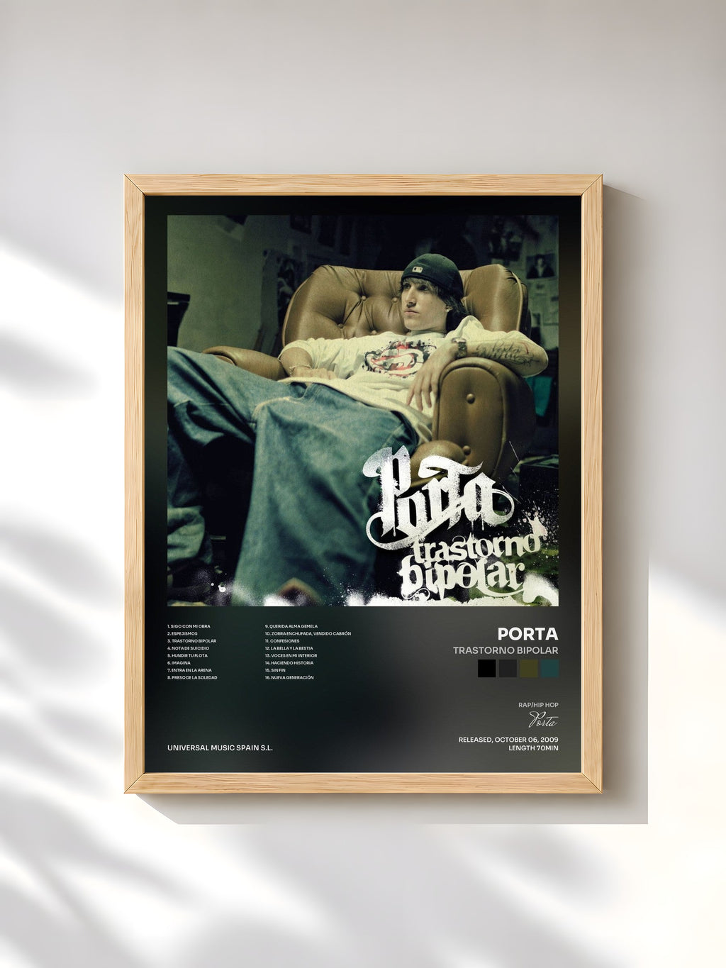 #bois Tableau de l'album Trastorno Bipolar de Porta, cadre en bois brut, imprimé et encadré en France